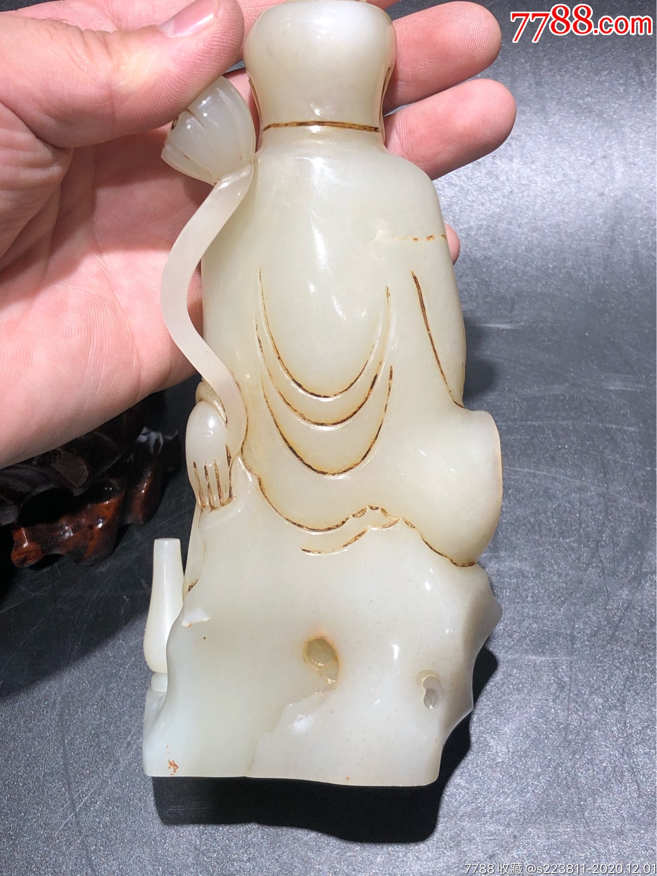 明清古玉观音菩萨摆件