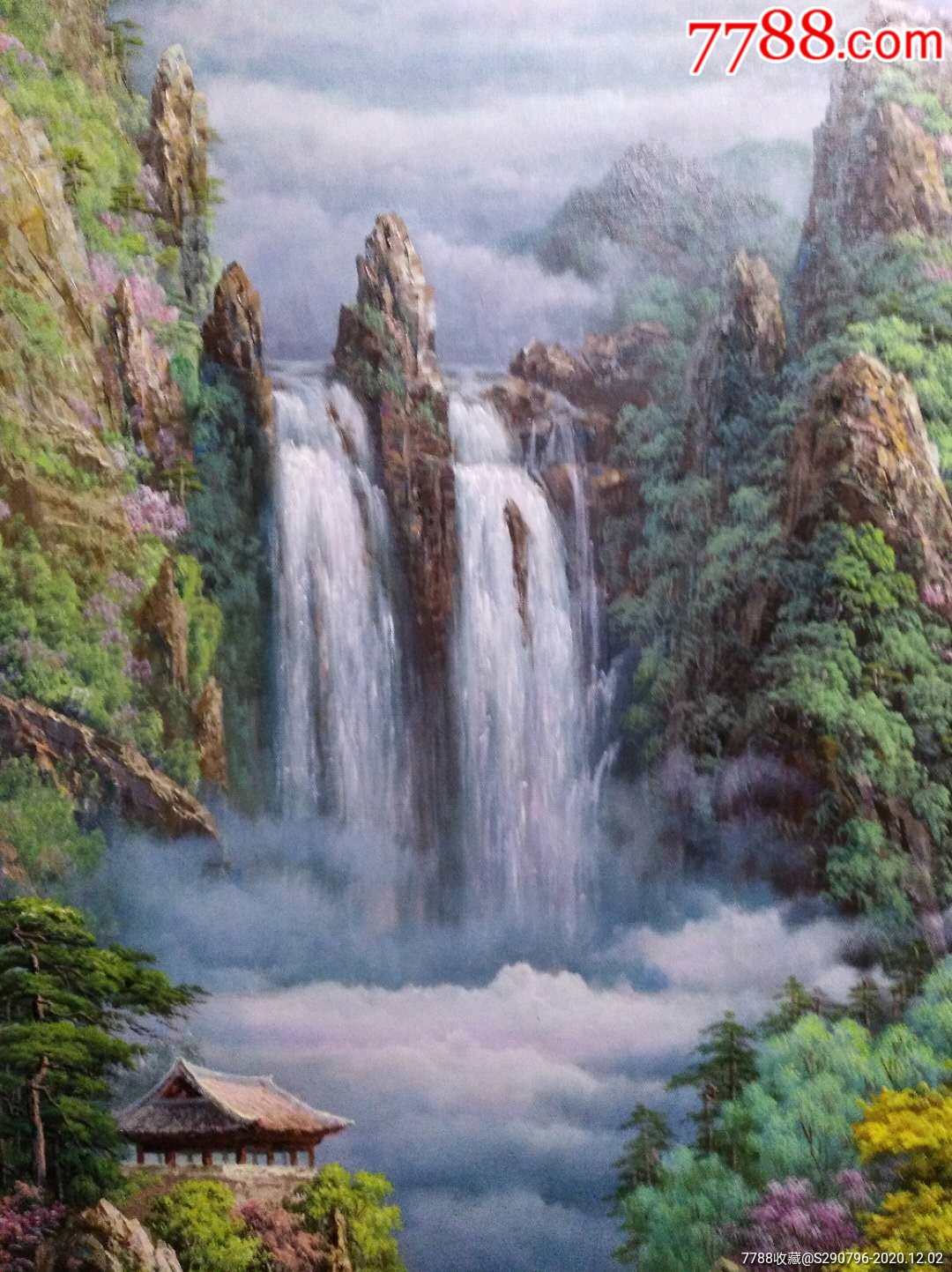 朝鲜油画/三层瀑布/李春成/人民艺术家