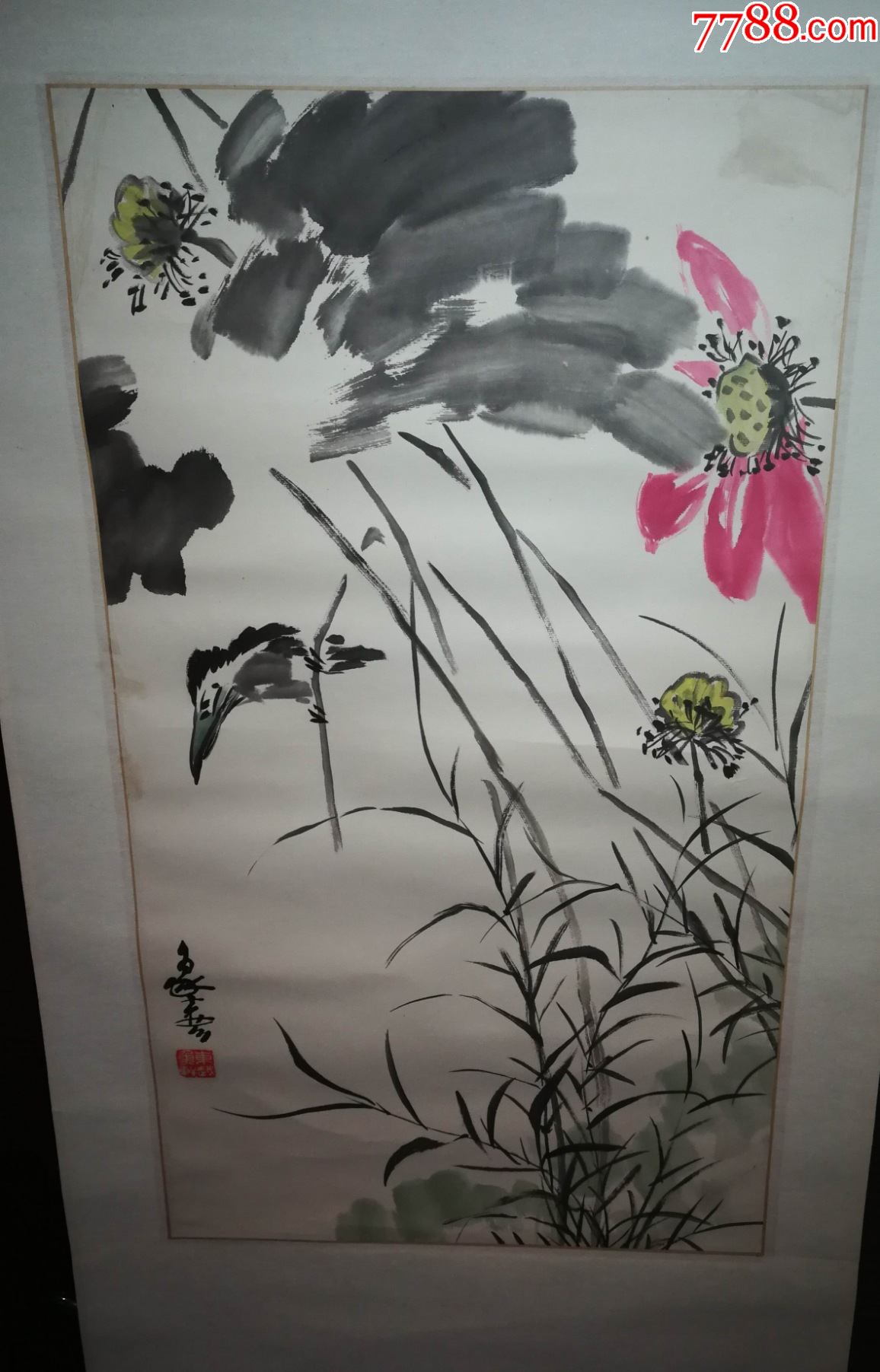 当代著名画家杨象宪老师手绘花鸟作品挂轴尺寸72公分40公分