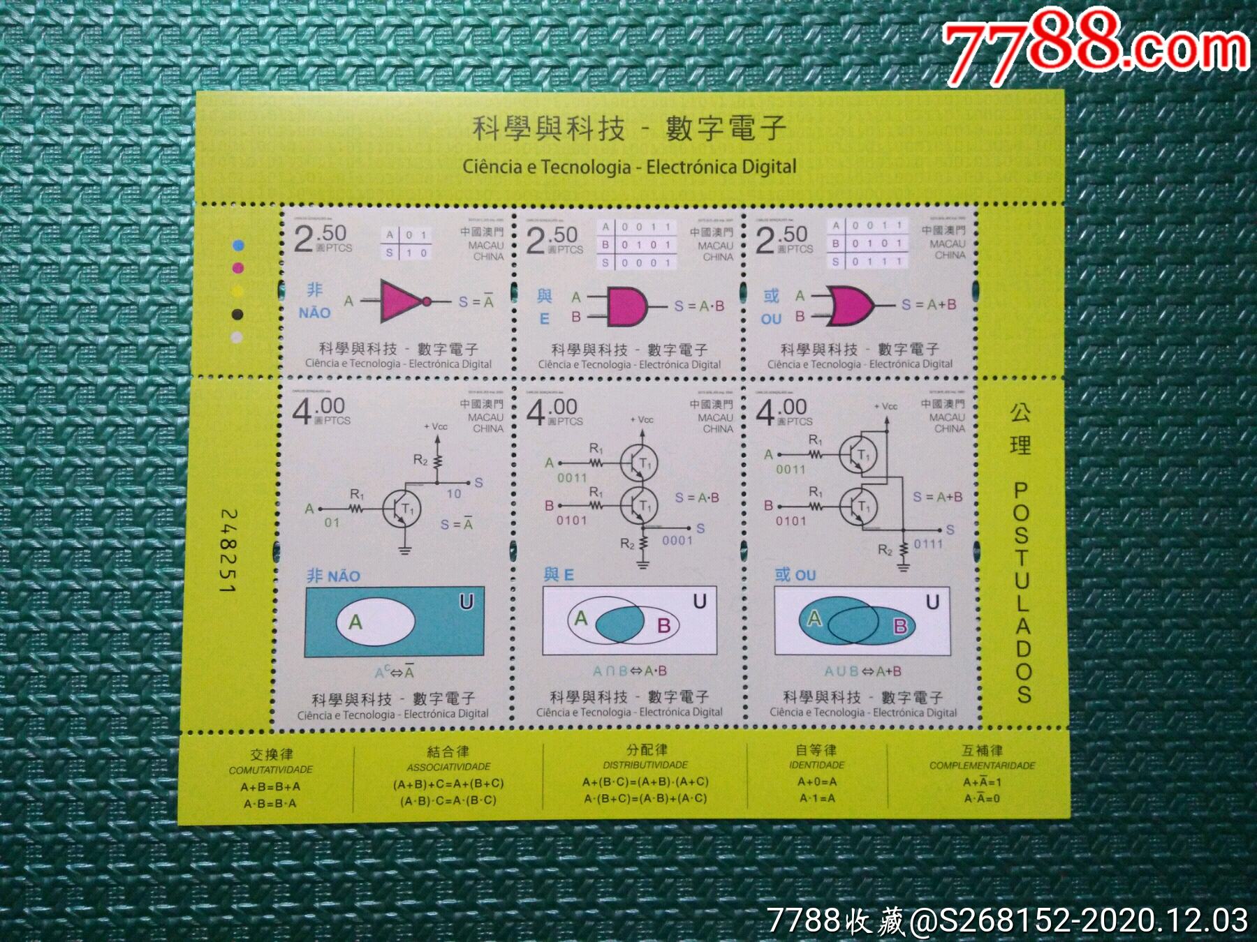 ms0273n澳门2020年科学与科技-数学电子邮票小全张ms0273