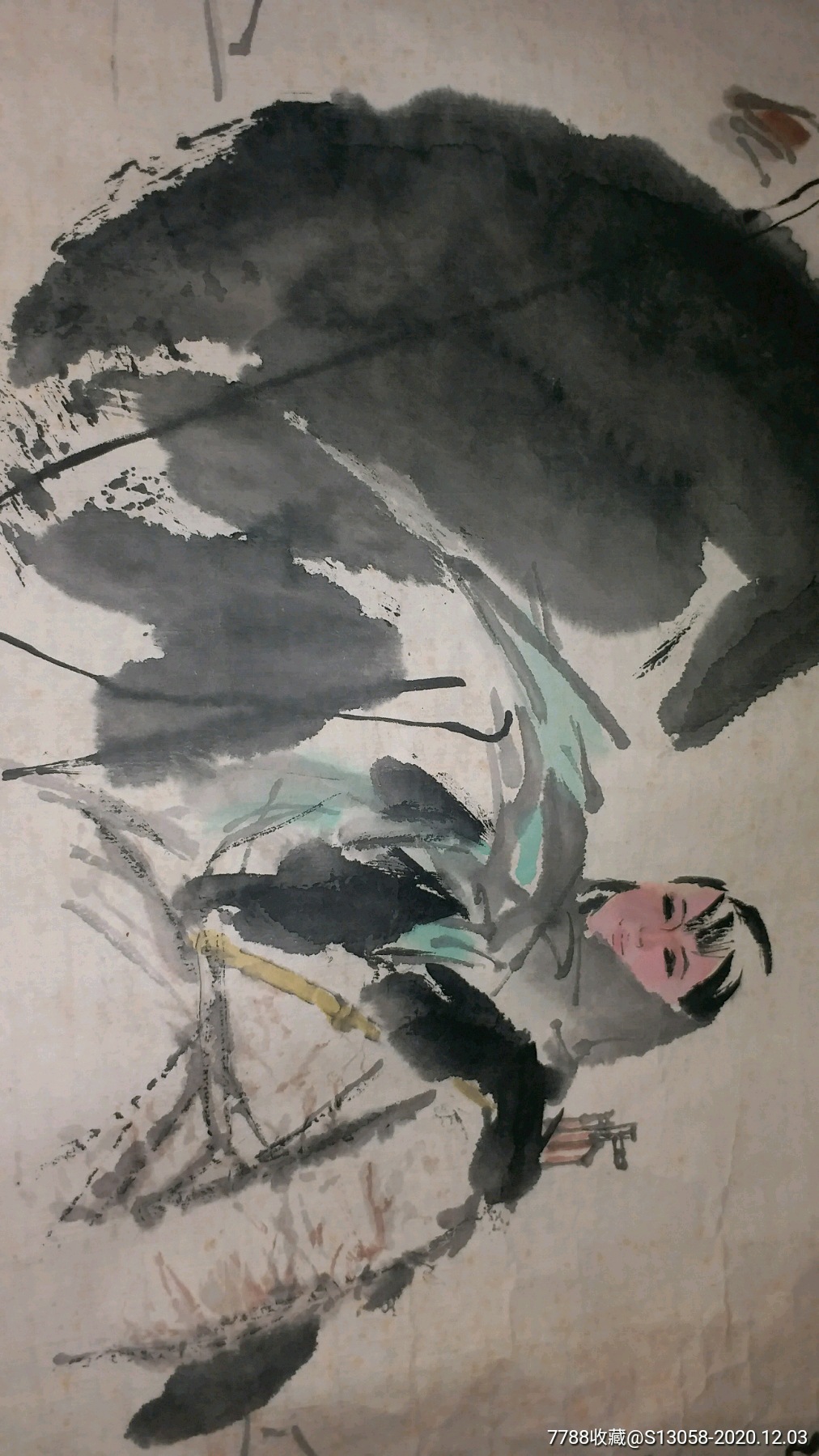 已故著名《红旗谱》画家王怀骐国画作品:牵骆驼的女民兵