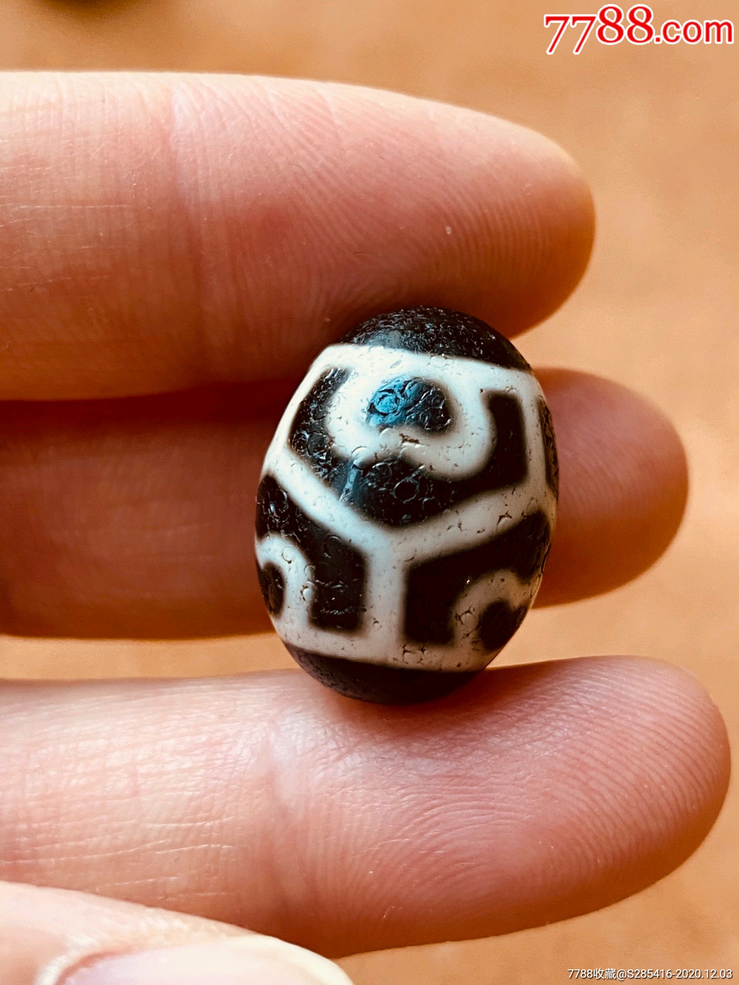 西藏老天珠藏传莲花达洛至纯工艺天珠21*16.5mm