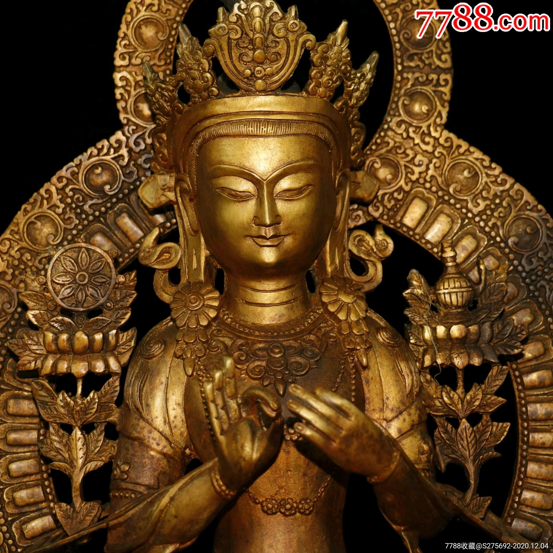 旧藏纯铜鎏金佛像密宗佛像弥勒佛一尊恭请供奉佛像摆件-铜像/铜佛像