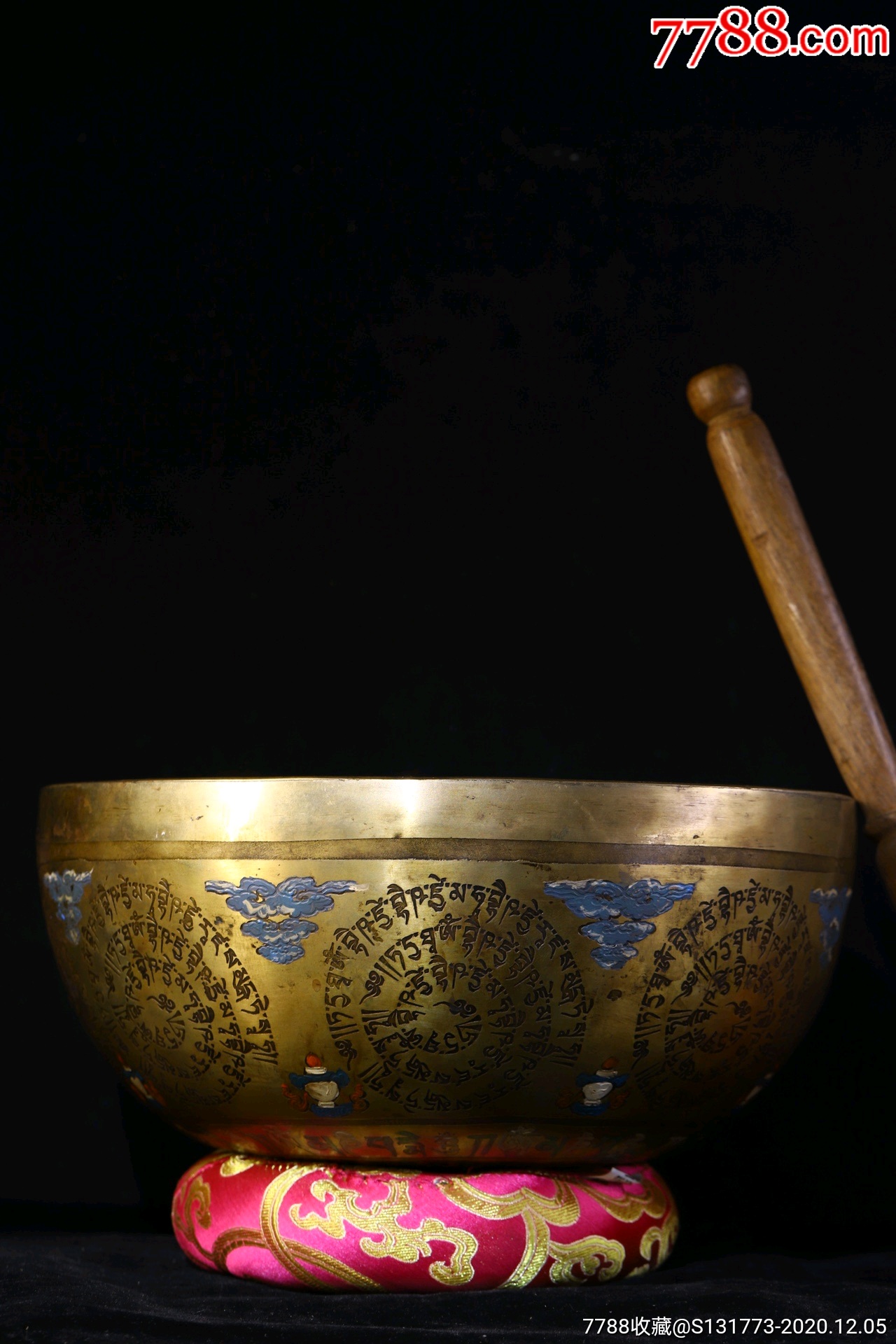 藏传纯铜精雕描彩佛音钵佛音碗