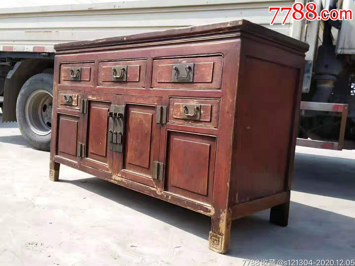 清代杉木大供桌五屉柜老家具老柜子