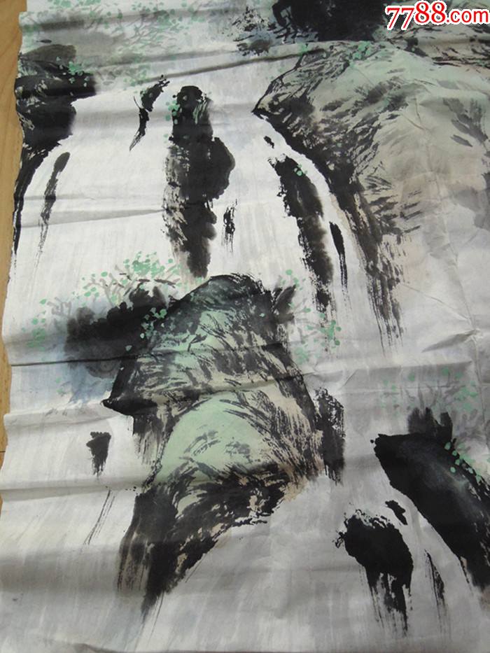 癸酉年93年天津画家王东生国画山水作品山中一夜雨保真