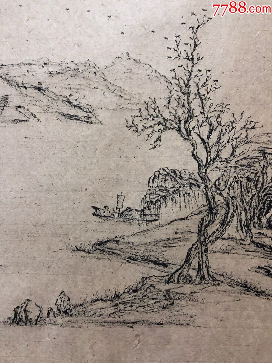 书画10082,四川画家【袁建军】钢笔画,传统山水画