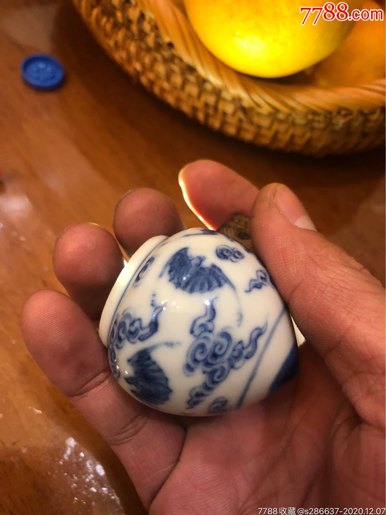 清宣统官窑制式洪福齐天鸟食罐-青花瓷-7788瓷器