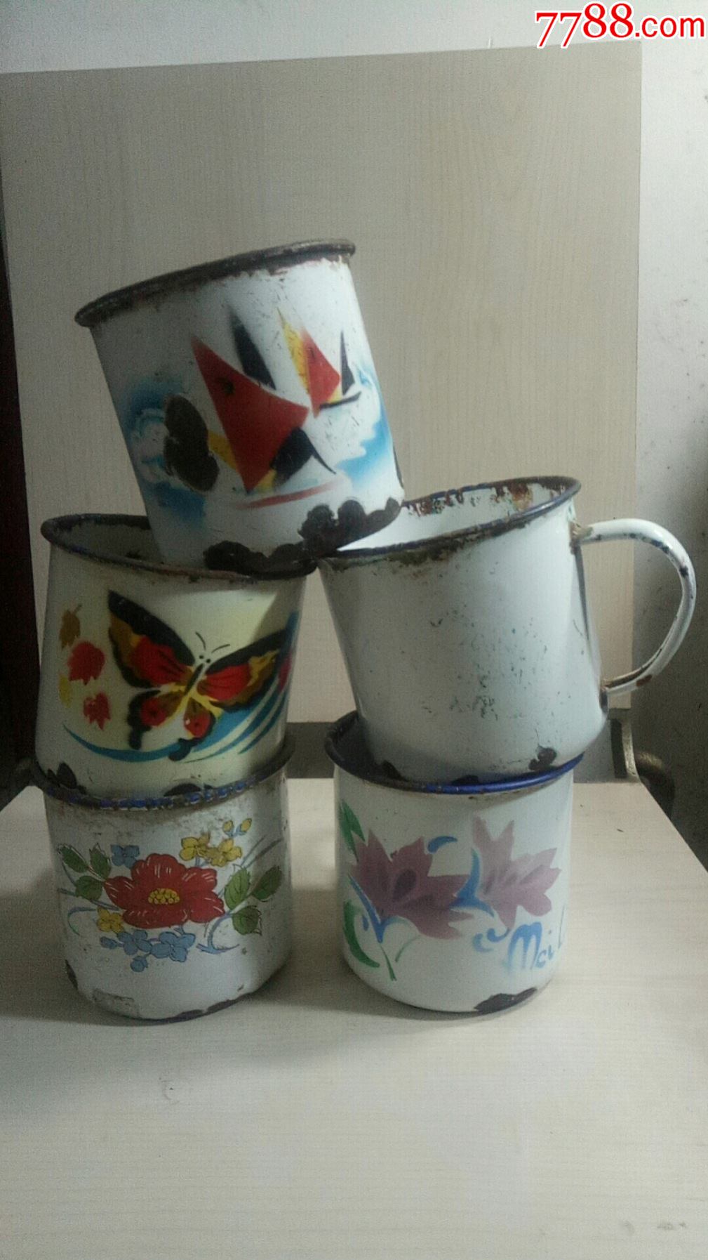 70一80年代搪瓷杯5个