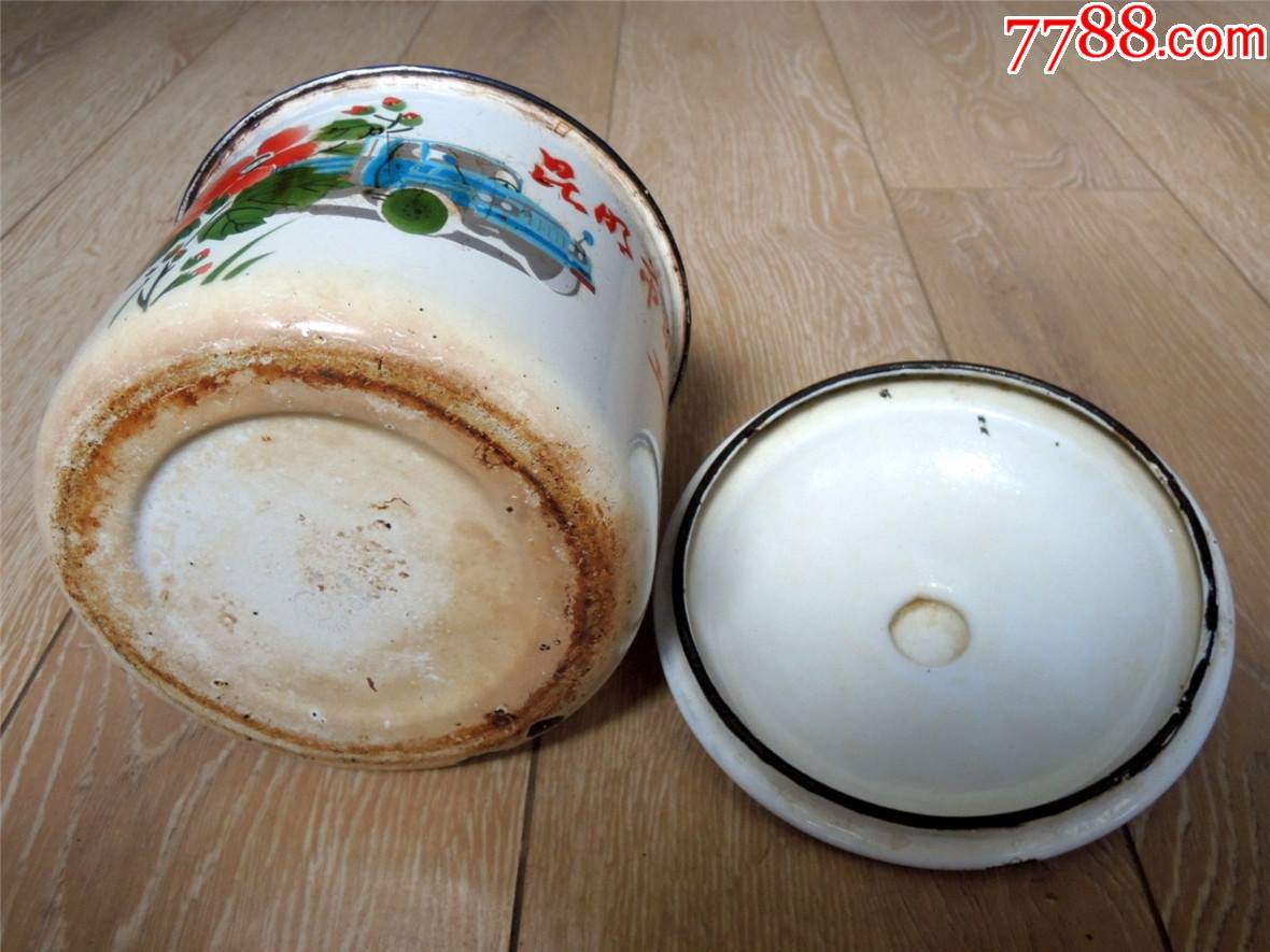 怀旧收藏1990年昆明市粮食局运输队工会纪念大号搪瓷茶缸口缸