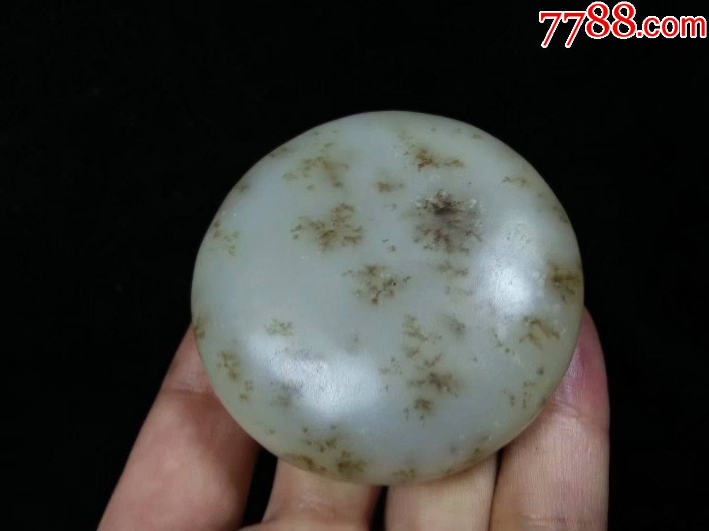 和田草花玉文房用品印泥盒