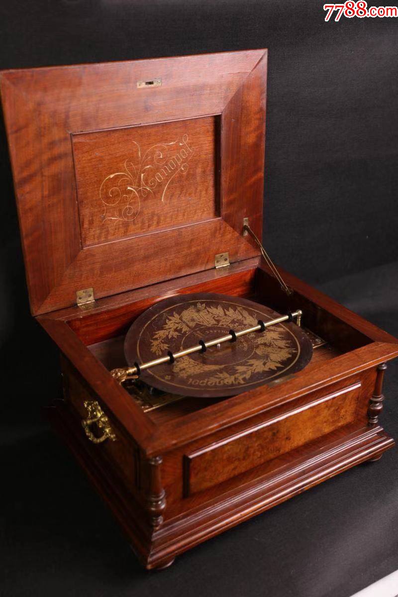 上世纪德国monopol古董八音盒双排音梳古董机械音乐盒