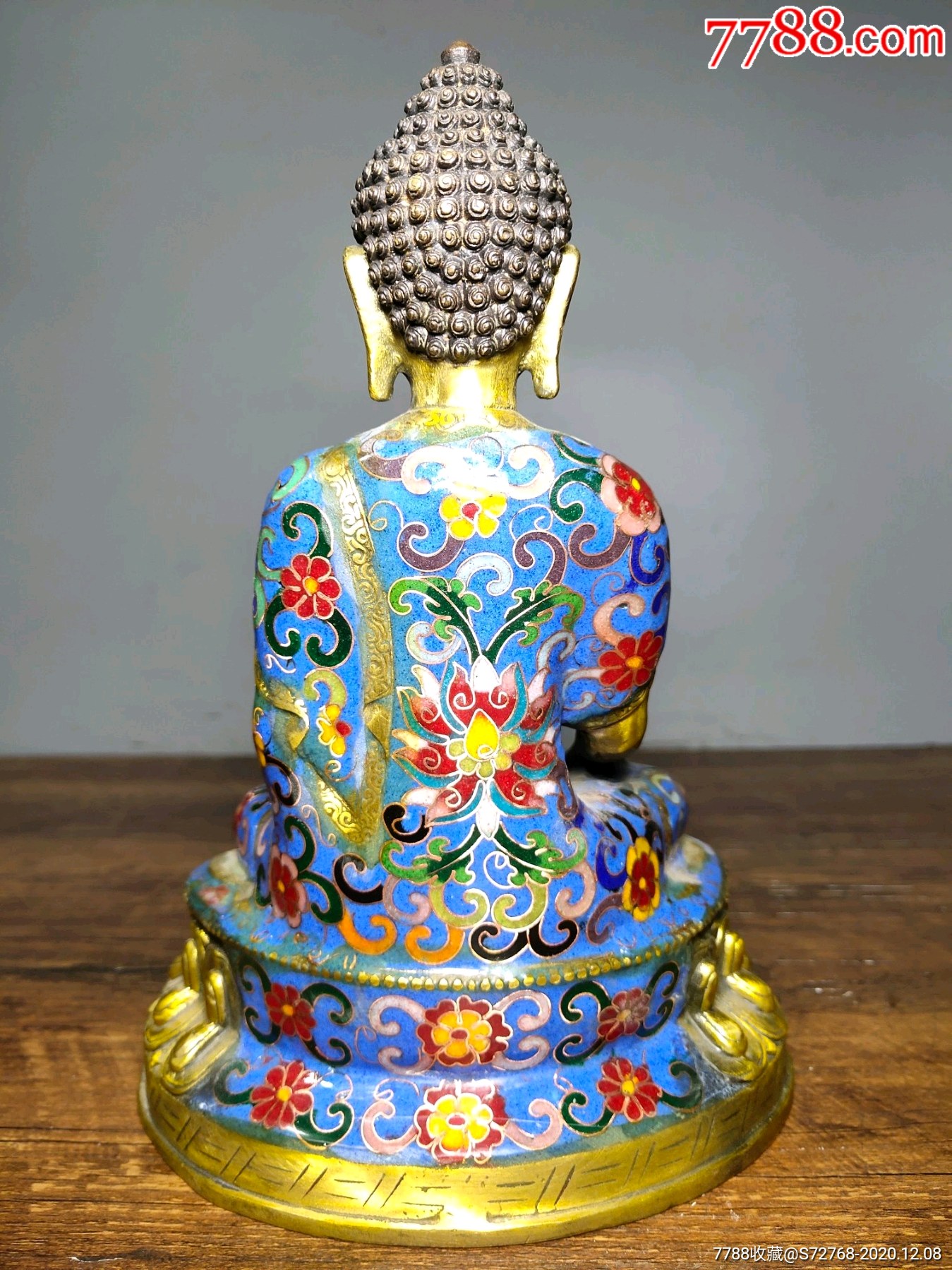 旧藏纯铜景泰蓝手工掐丝珐琅彩释迦牟尼药师佛一尊恭请供奉佛像摆件