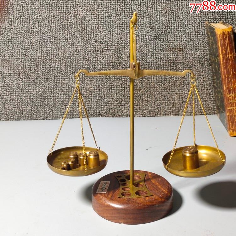 全新印度仿古复古欧式小号黄铜天平秤带砝码套装商店店面摆件招财