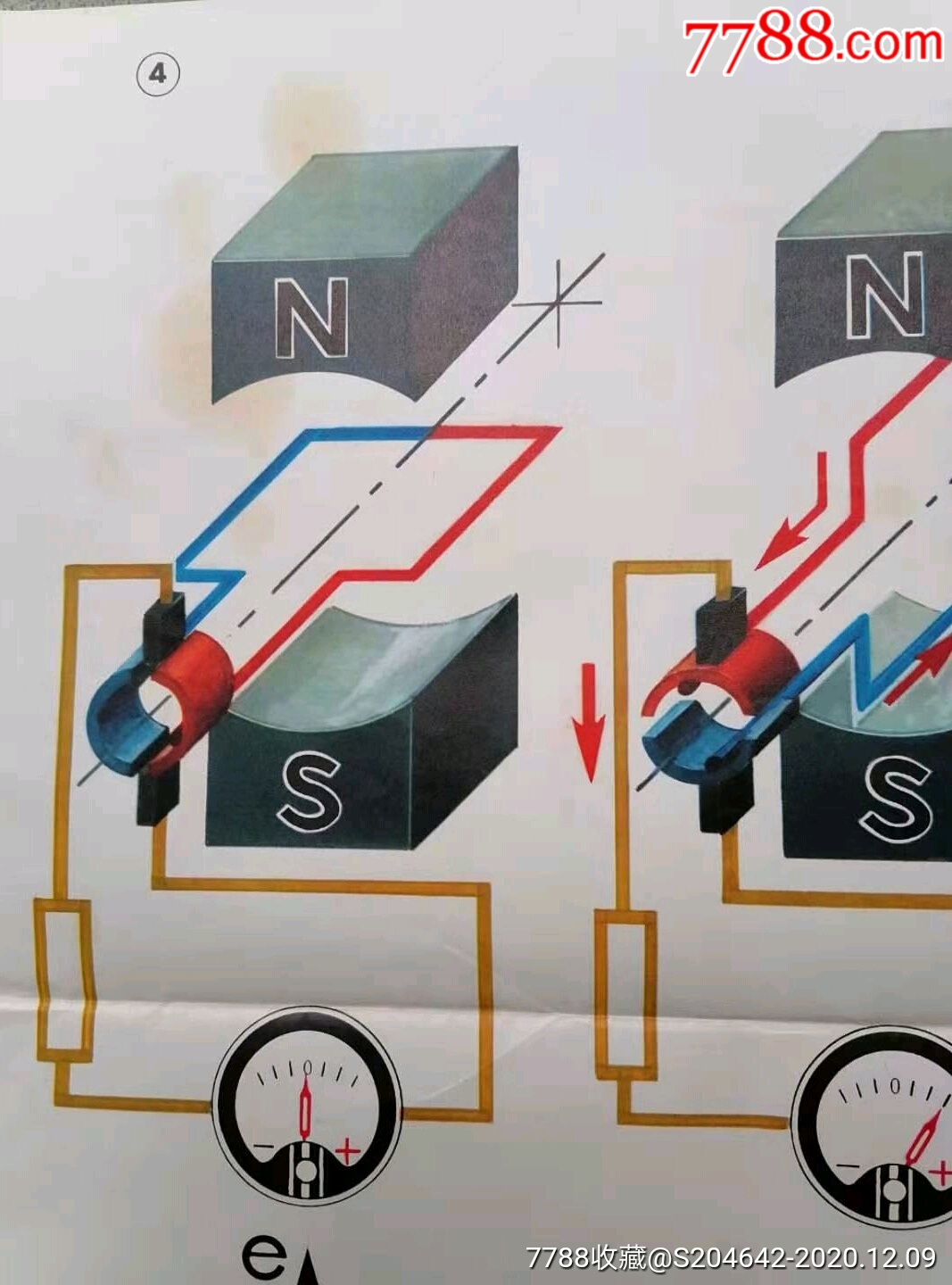 彩色《教学挂图》④直流电的产生初级中学物理教学挂图电磁现象和电磁