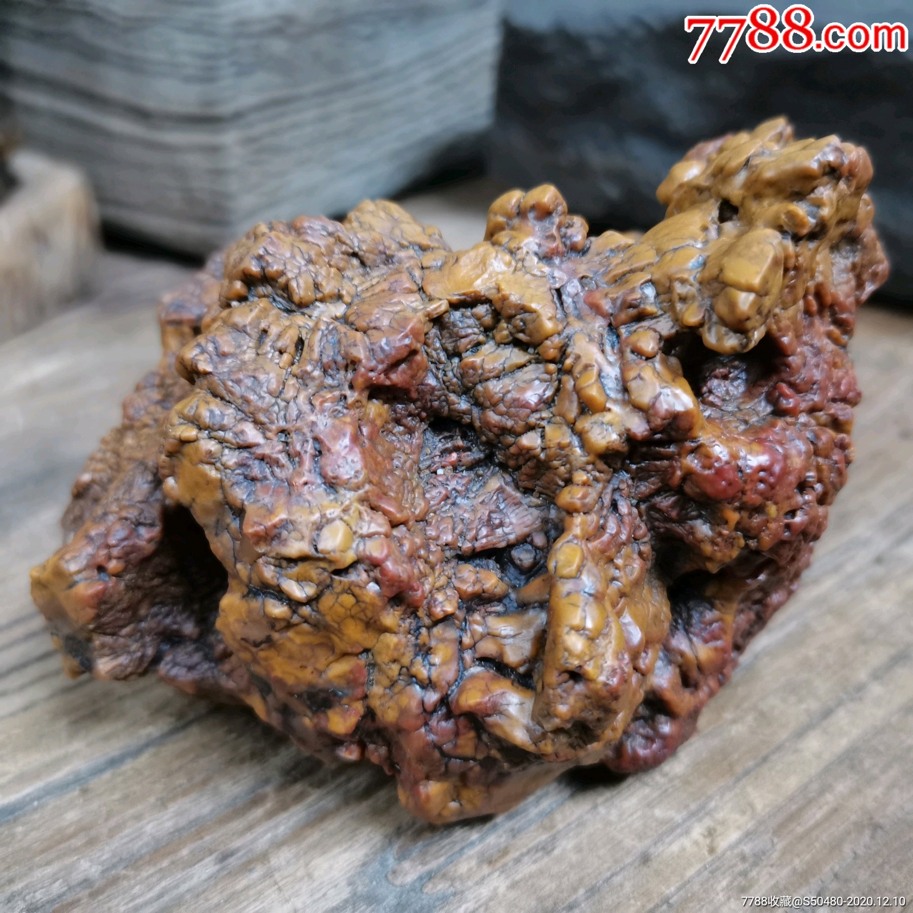 天然奇石内蒙阿拉善戈壁彩玉石马牙开片红碧玉筋脉石