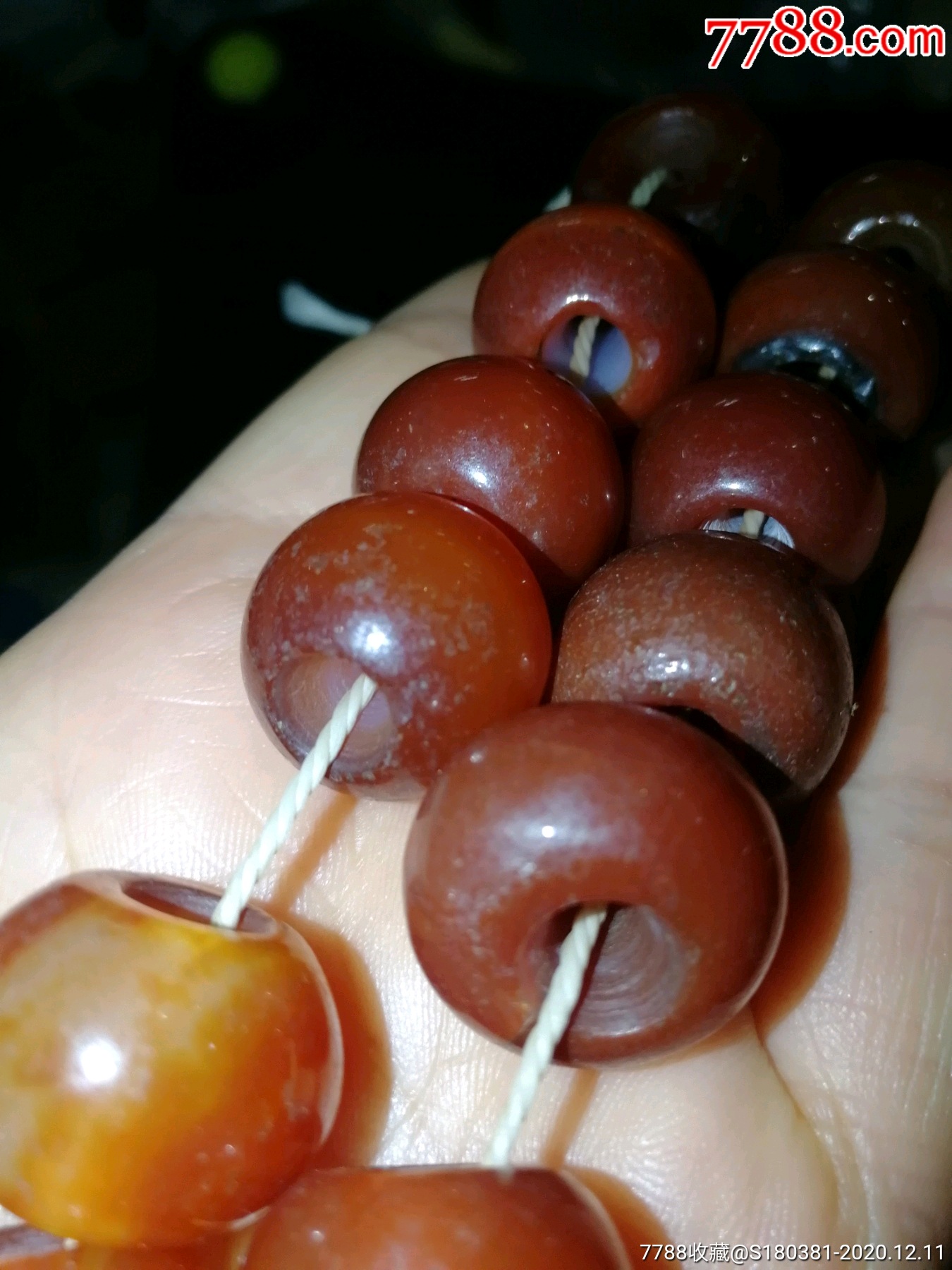 古玩杂项收藏老玛瑙算盘珠一串扁珠子红玛瑙珠子文玩diy配饰配珠散