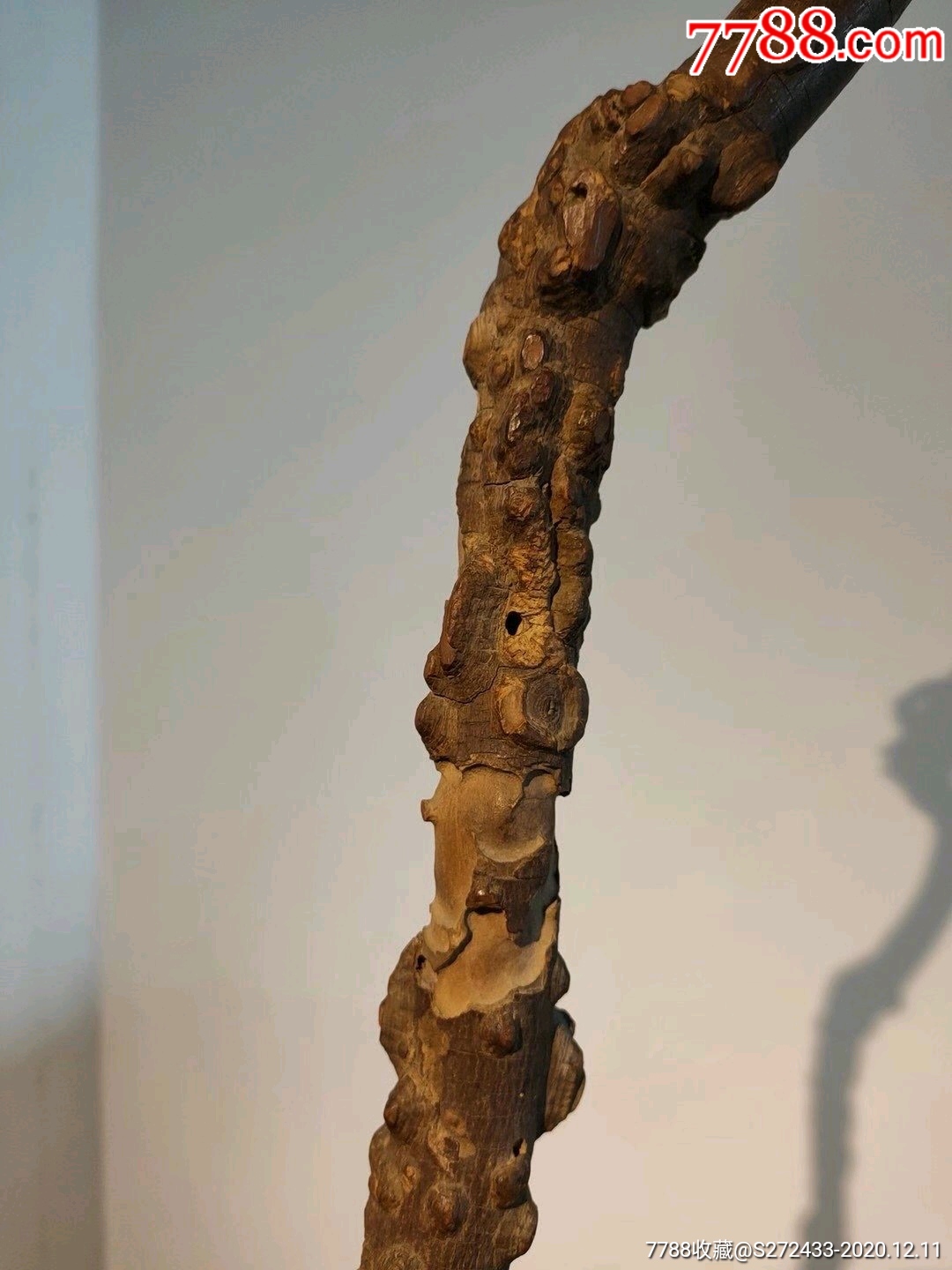 龙头手杖龙头部分为红木下身花椒木高105龙头长14宽10