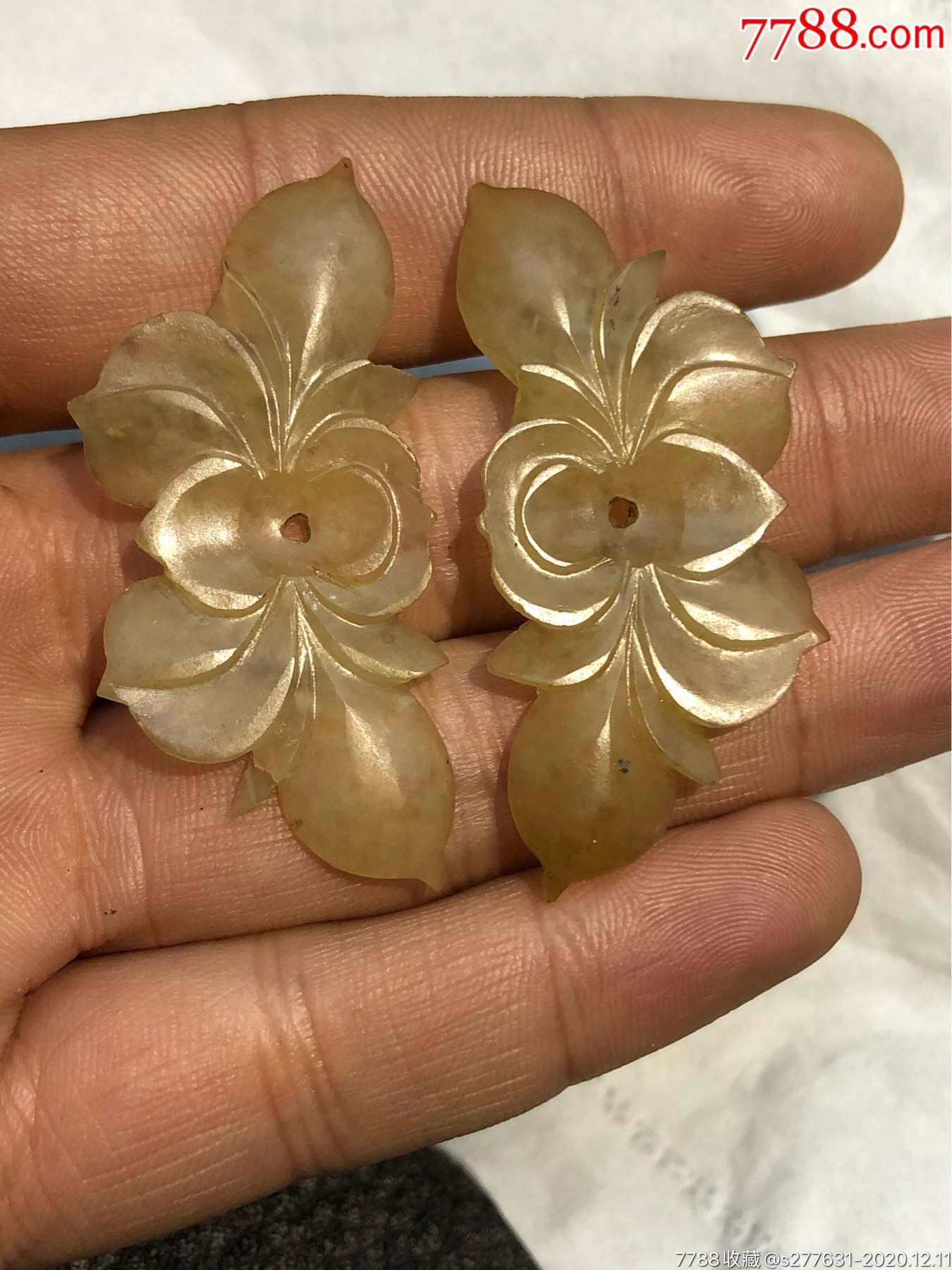 明代非常漂亮老玉器帽花一对-价格:500元-se77176420-岫岩玉-零售-778