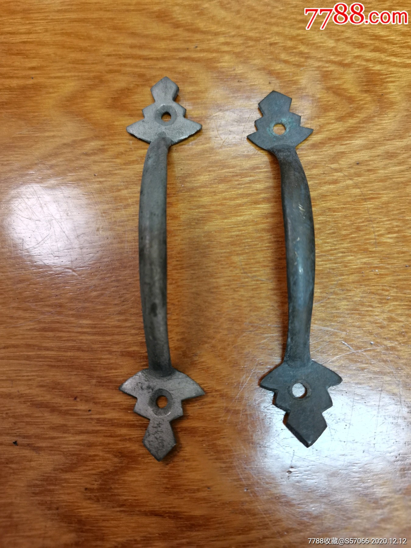 民国铜拉手一对.