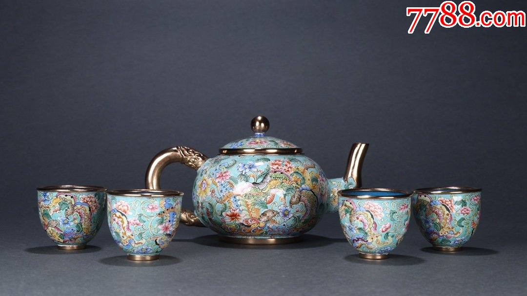 清代:乾隆款·珐琅彩缠枝纹茶壶一套_茶壶_第1张_7788茶具