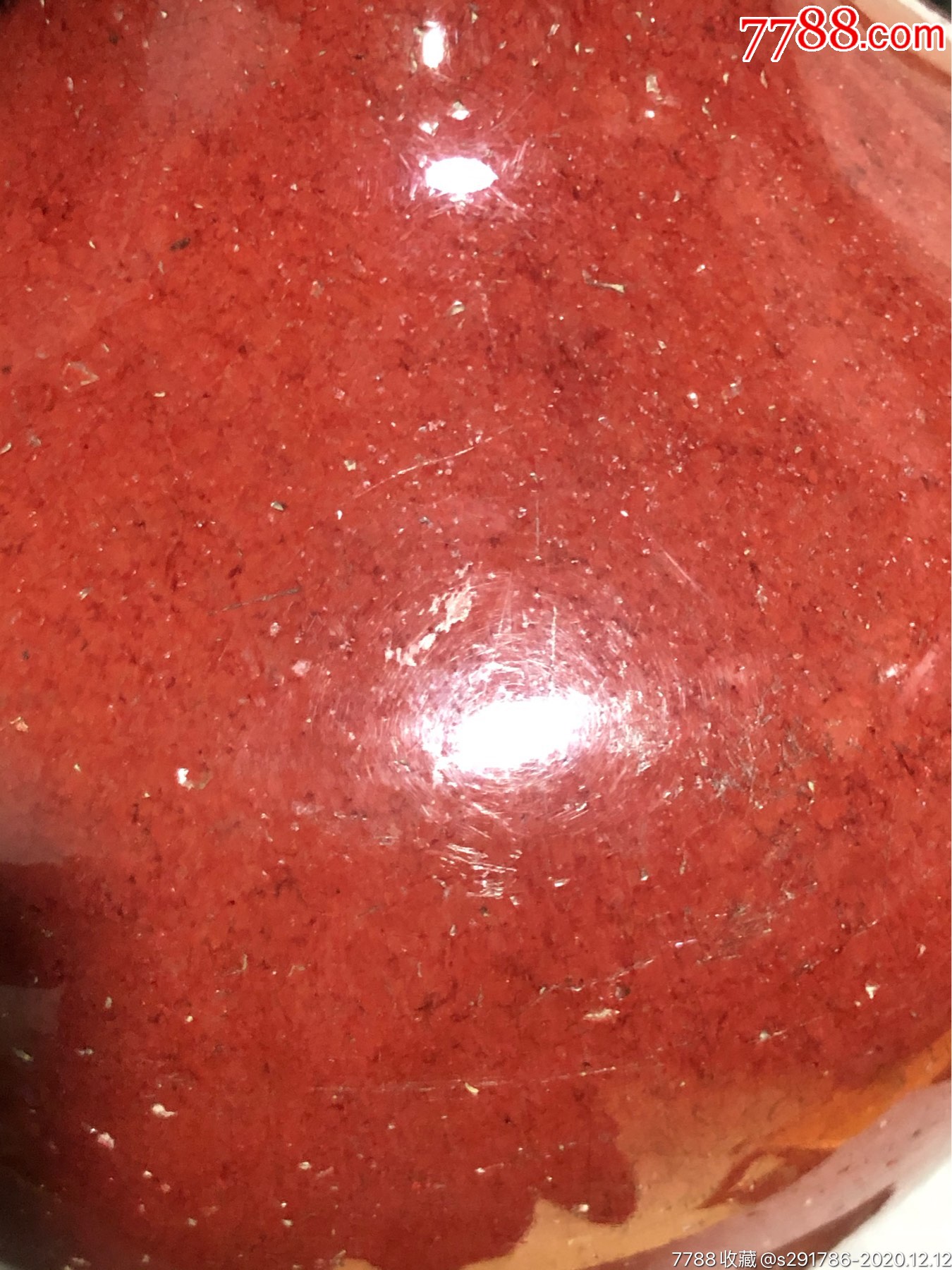 乾隆红釉天球瓶_红釉瓷_第7张_7788瓷器