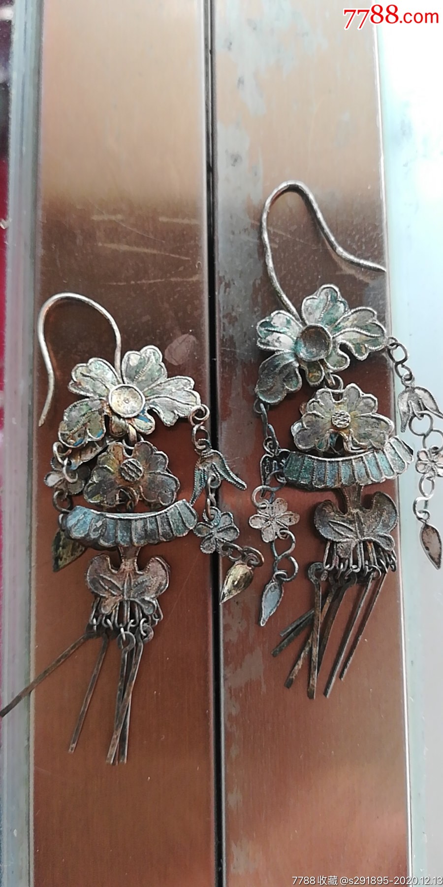 清代老银耳环