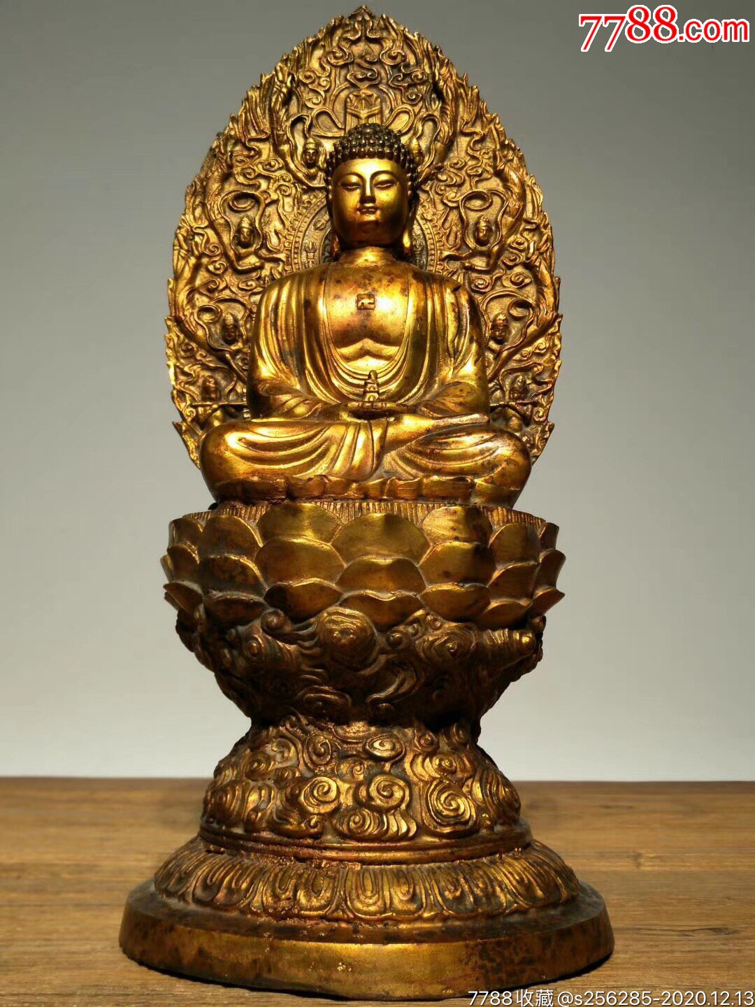 清代莲花座铜佛像开脸细腻,坐姿端庄盘座莲花之上～适合收藏奉供