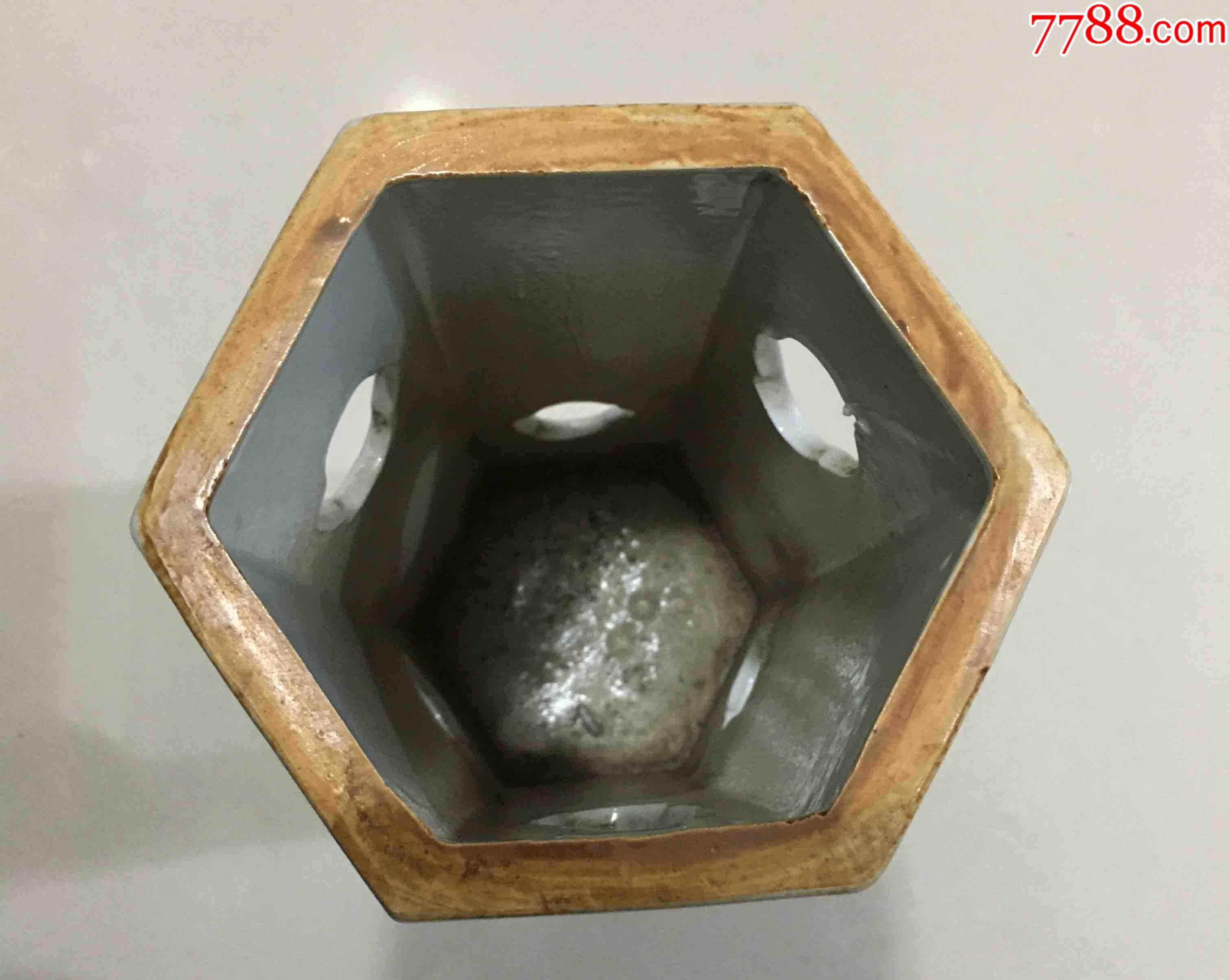 同治年制底款汪眉作富贵白头粉彩帽桶单个