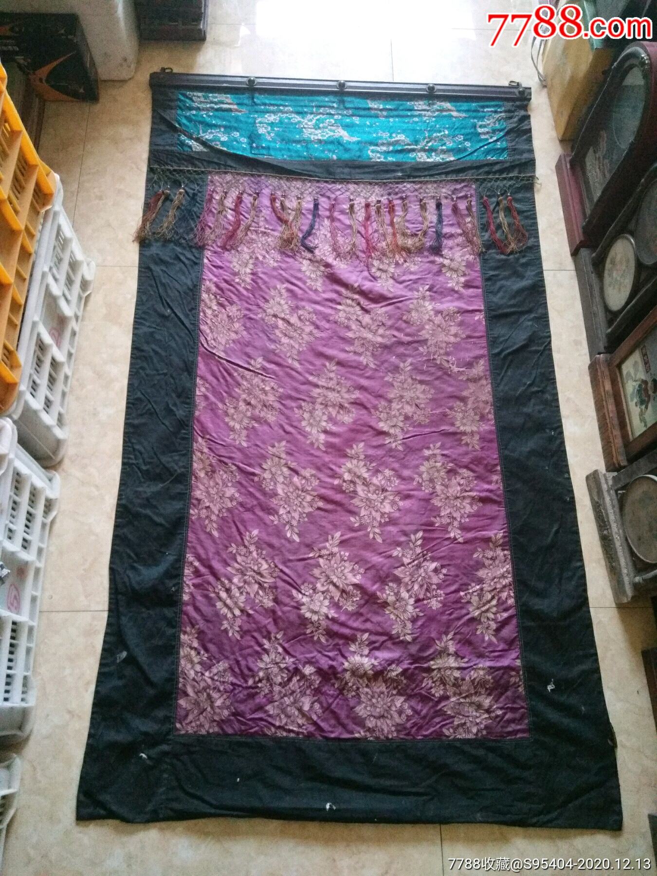 清末民国织锦缎子面料门帘._轿帘/帐帘/门帘_第1张_7788钟表收藏