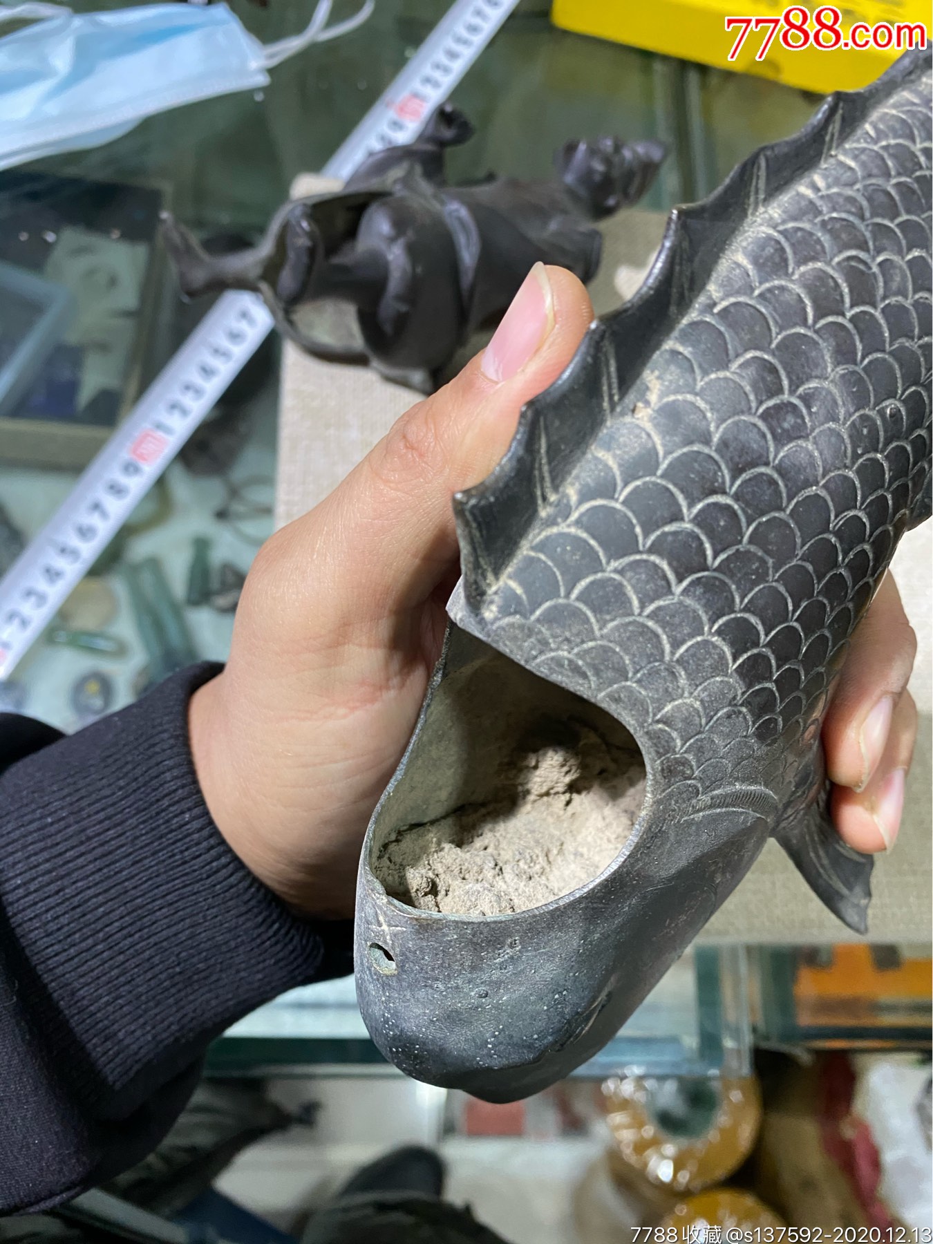 清代骑着里鱼仙人熏香炉-铜杂件-7788铜器收藏