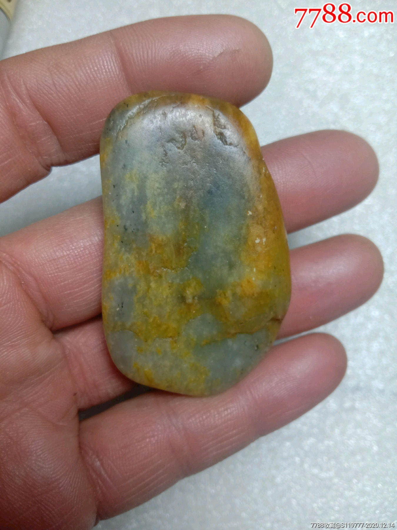 三色青花籽料
