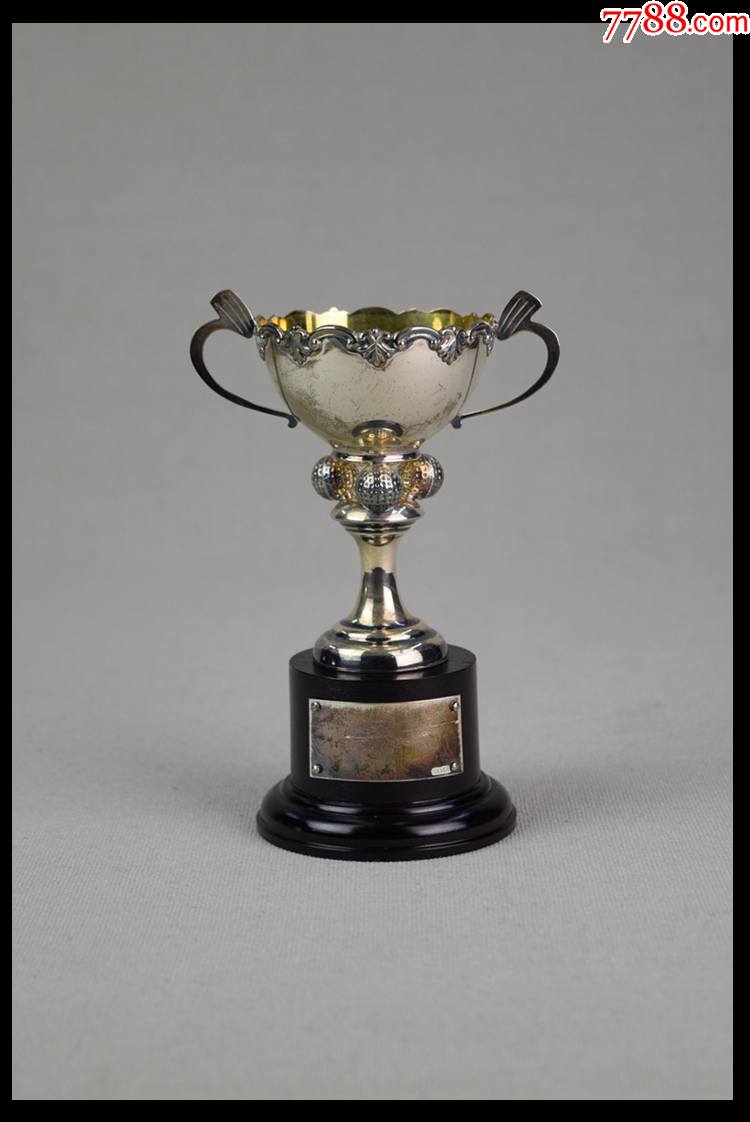 日本古董东京银器西洋风格纯银奖杯装饰摆件线条流畅高级礼品包邮