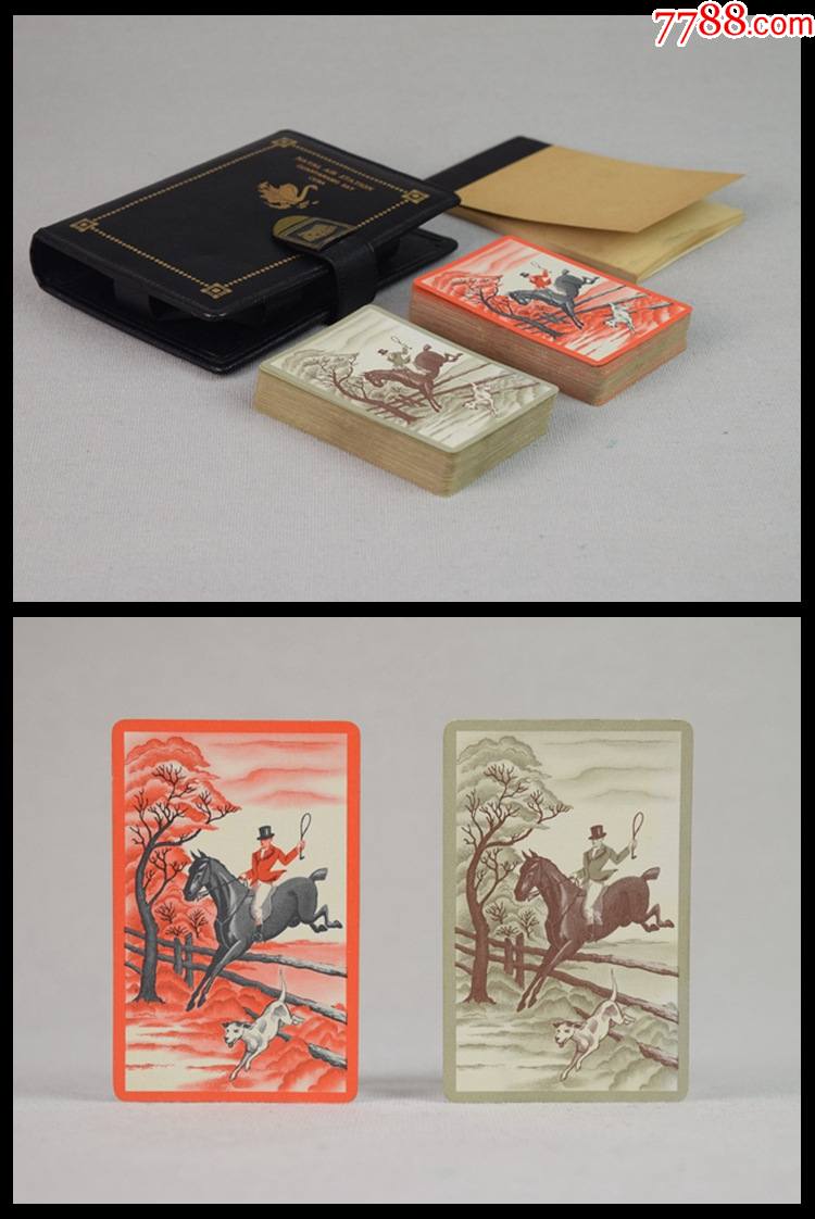 西洋古董家庭娱乐纸牌游戏美国桥牌两副全套制作考究印刷精美包邮