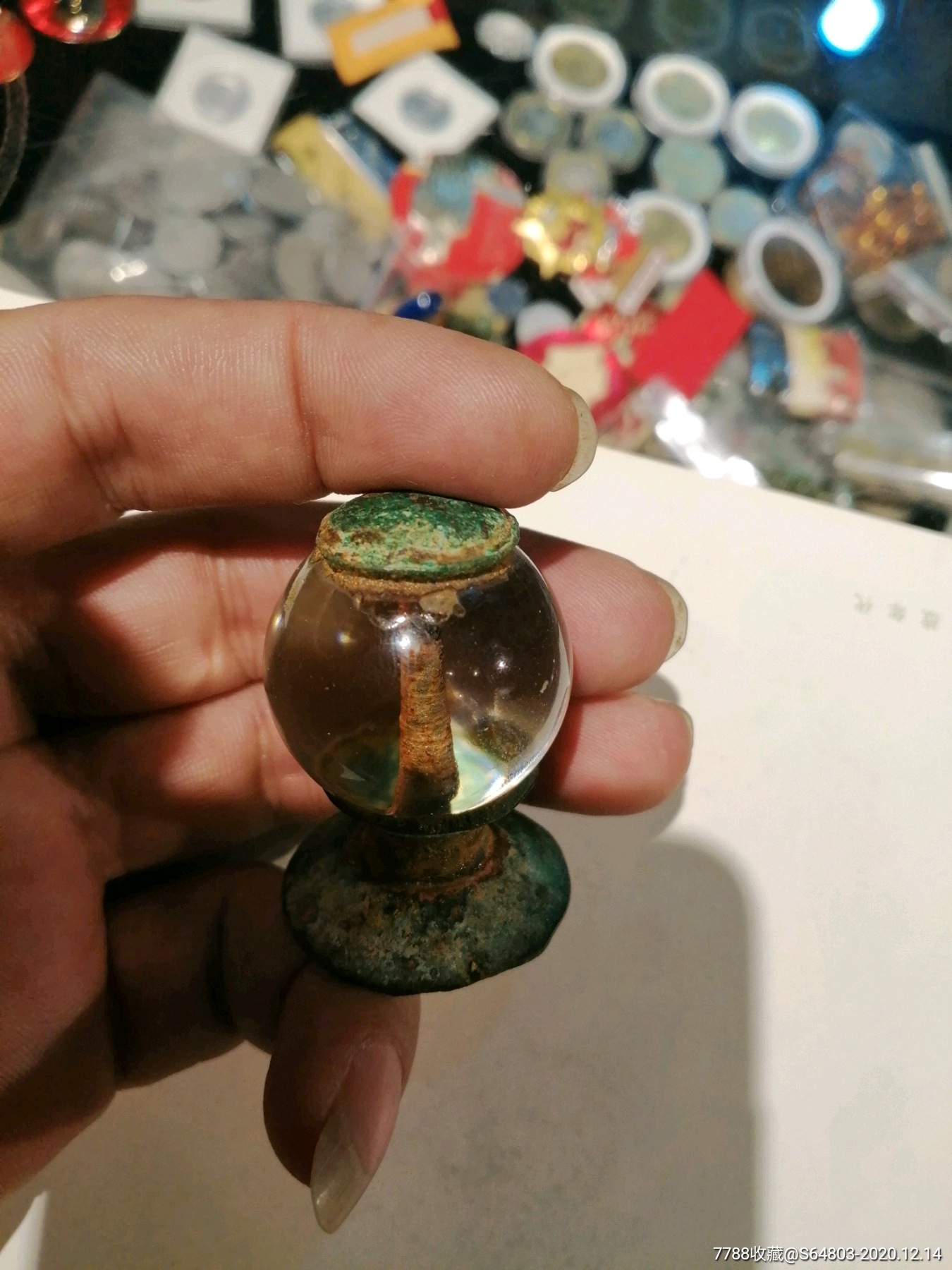 老官帽水晶顶珠一颗品好如图