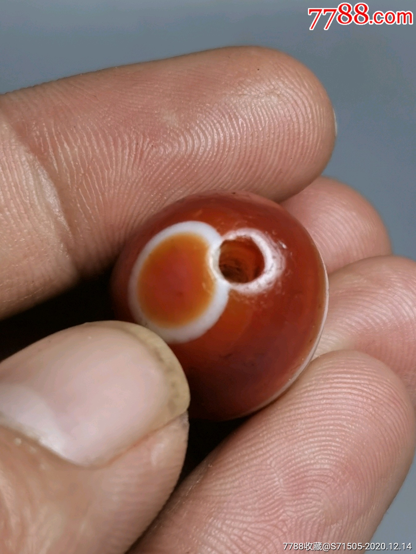 明清老玛瑙珠子两个天然眼睛
