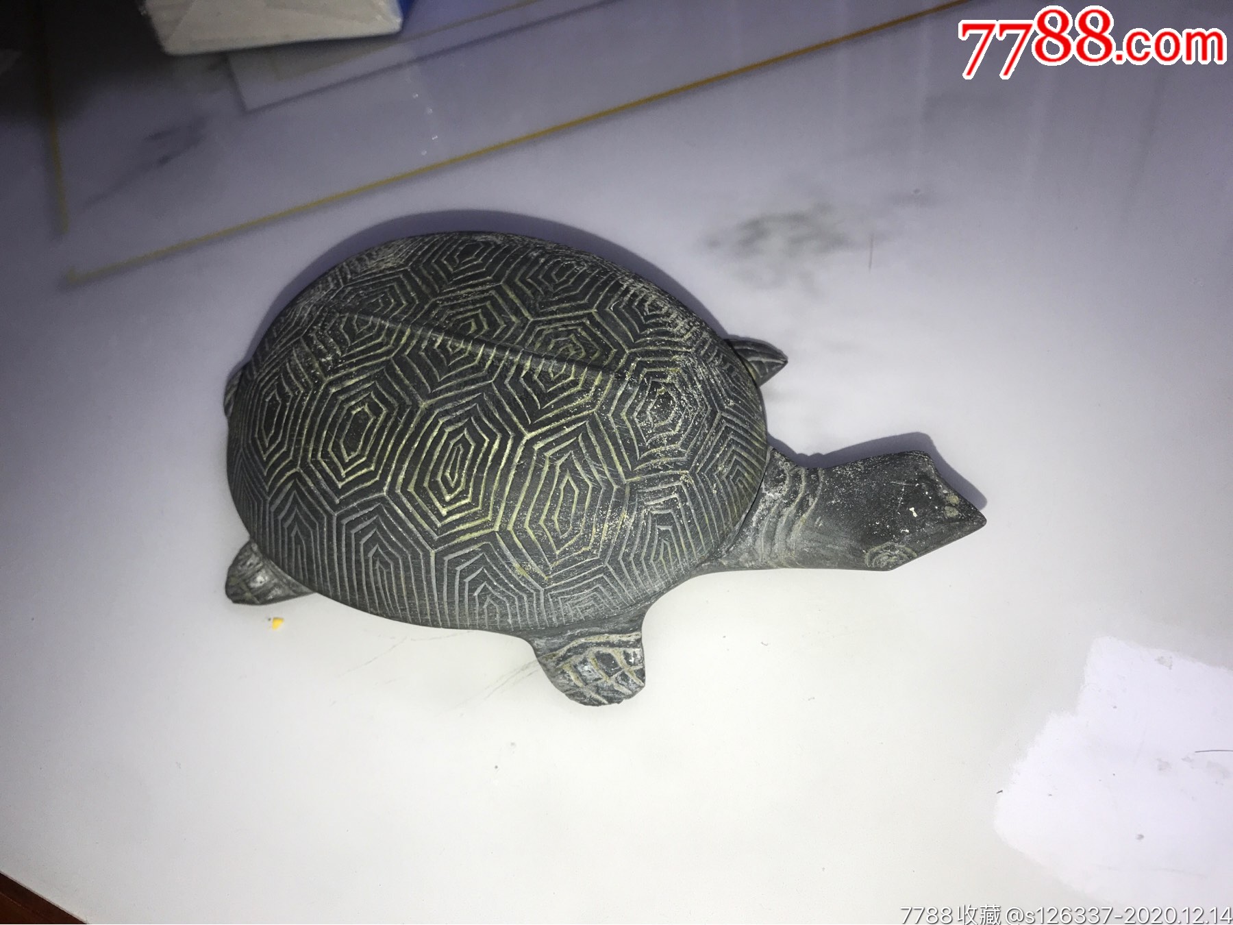 解放后纯手工精雕龟形砚台19*11*5既可文房赏玩,又可作文房砚台,匠心