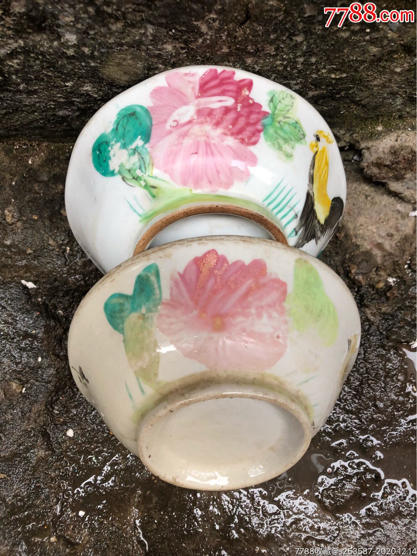 民国鸡公碗一对