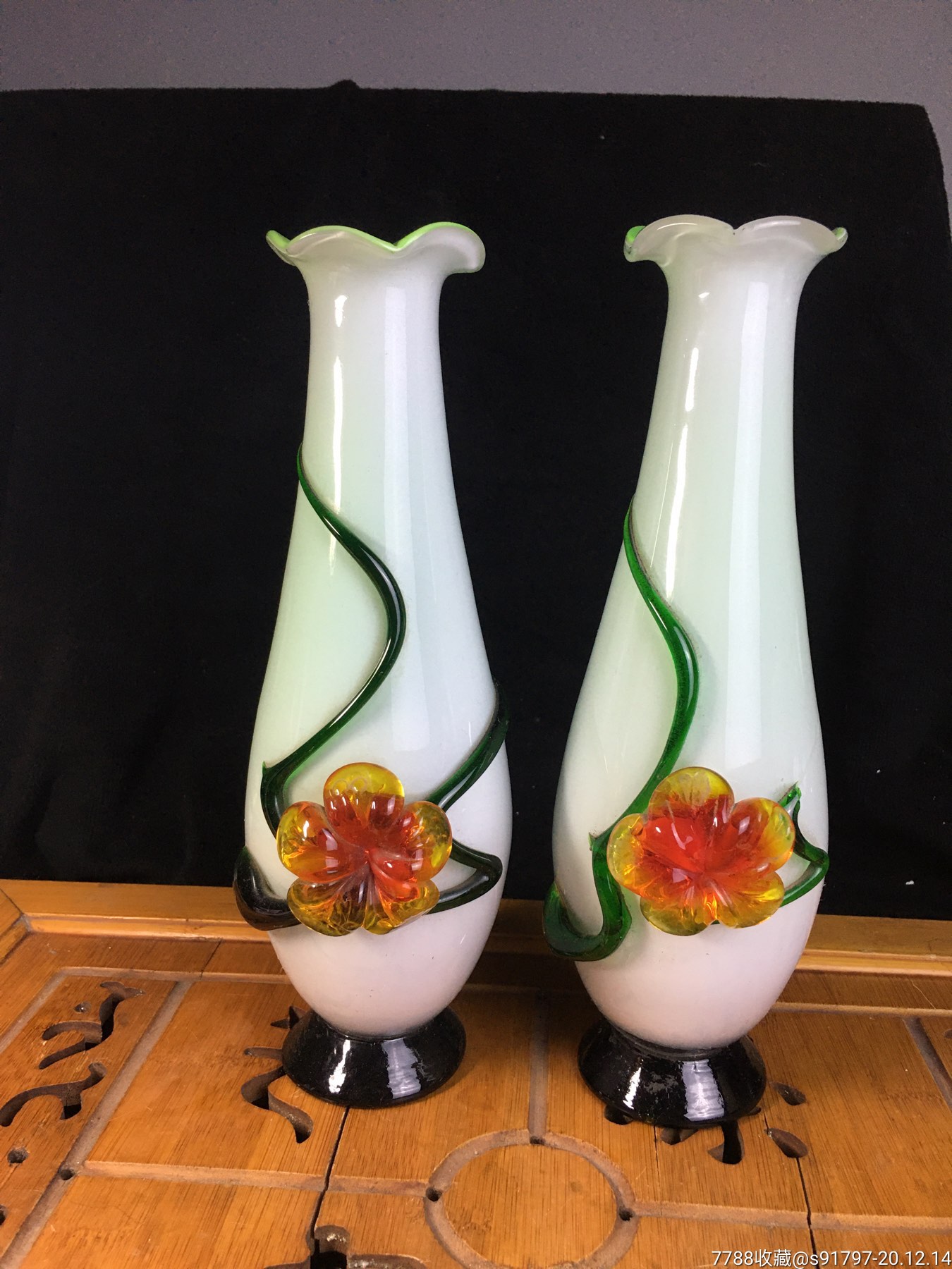 80年代琉璃花瓶一对
