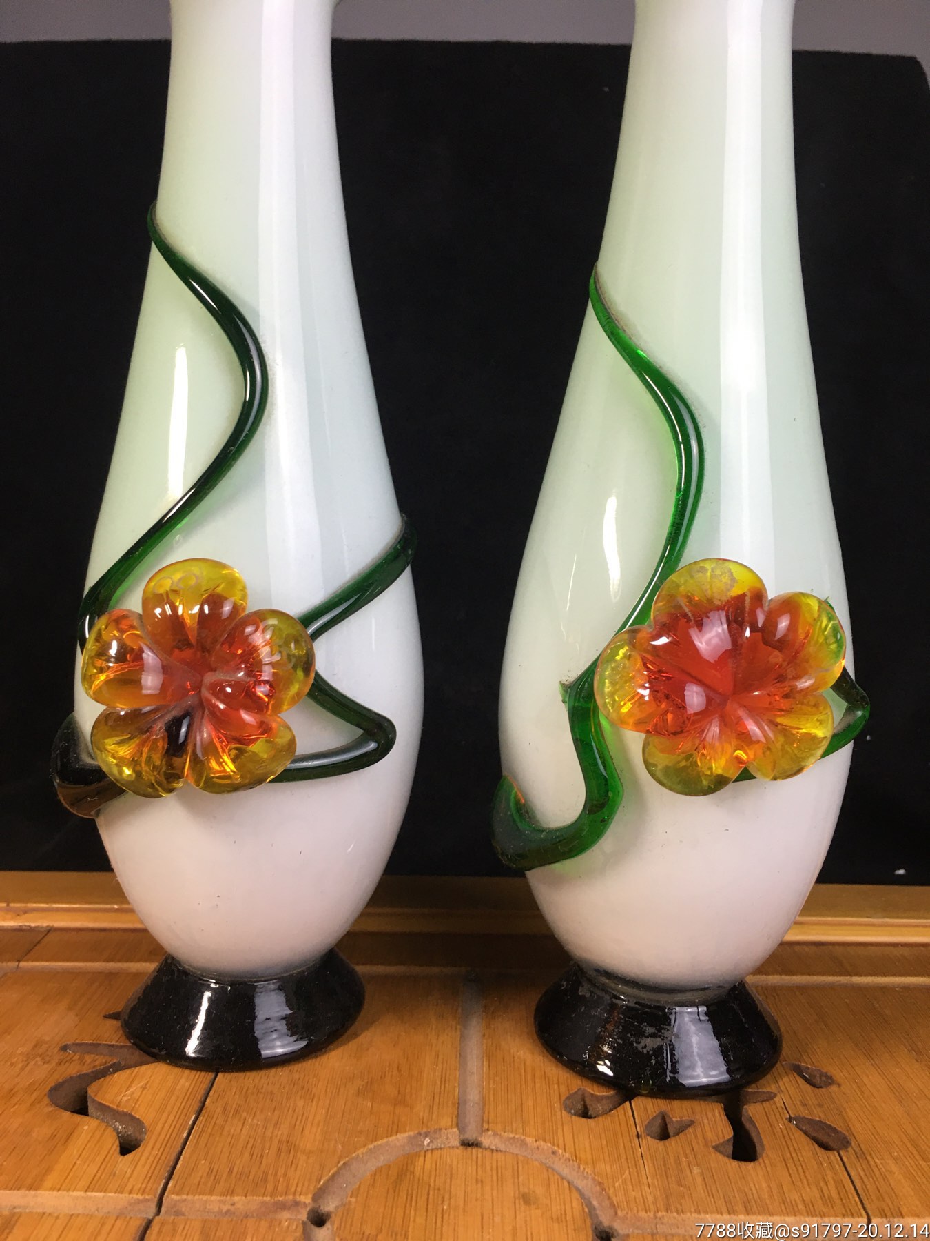 80年代琉璃花瓶一对