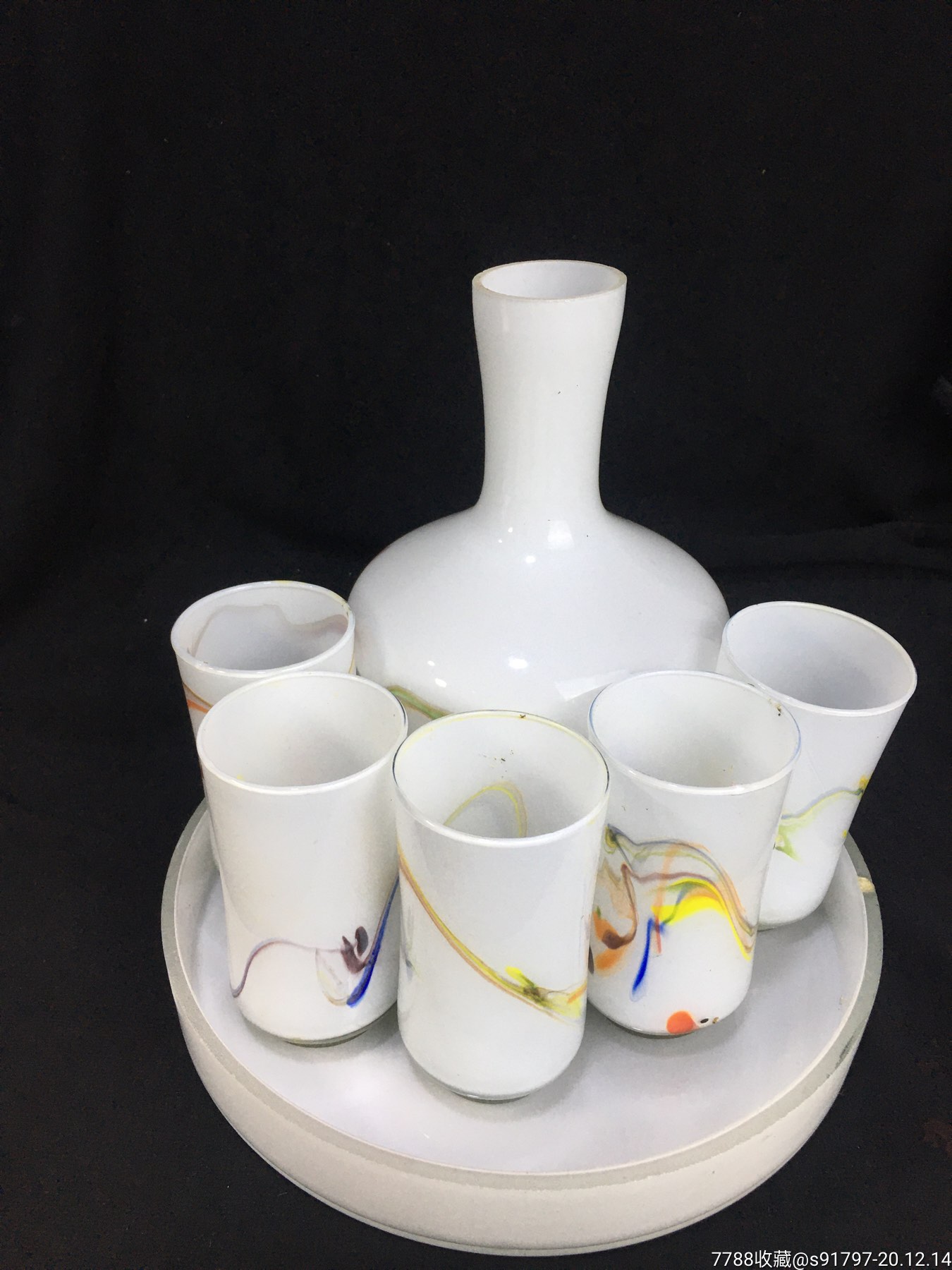 80年代琉璃凉水杯一套