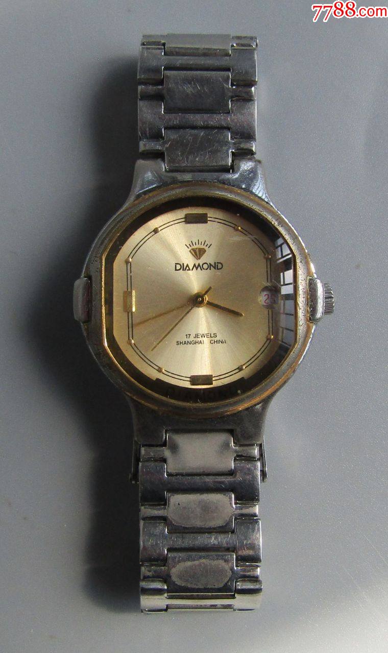 上海钻石手动带日历古董男表_手表/腕表_第1张_7788钟表收藏