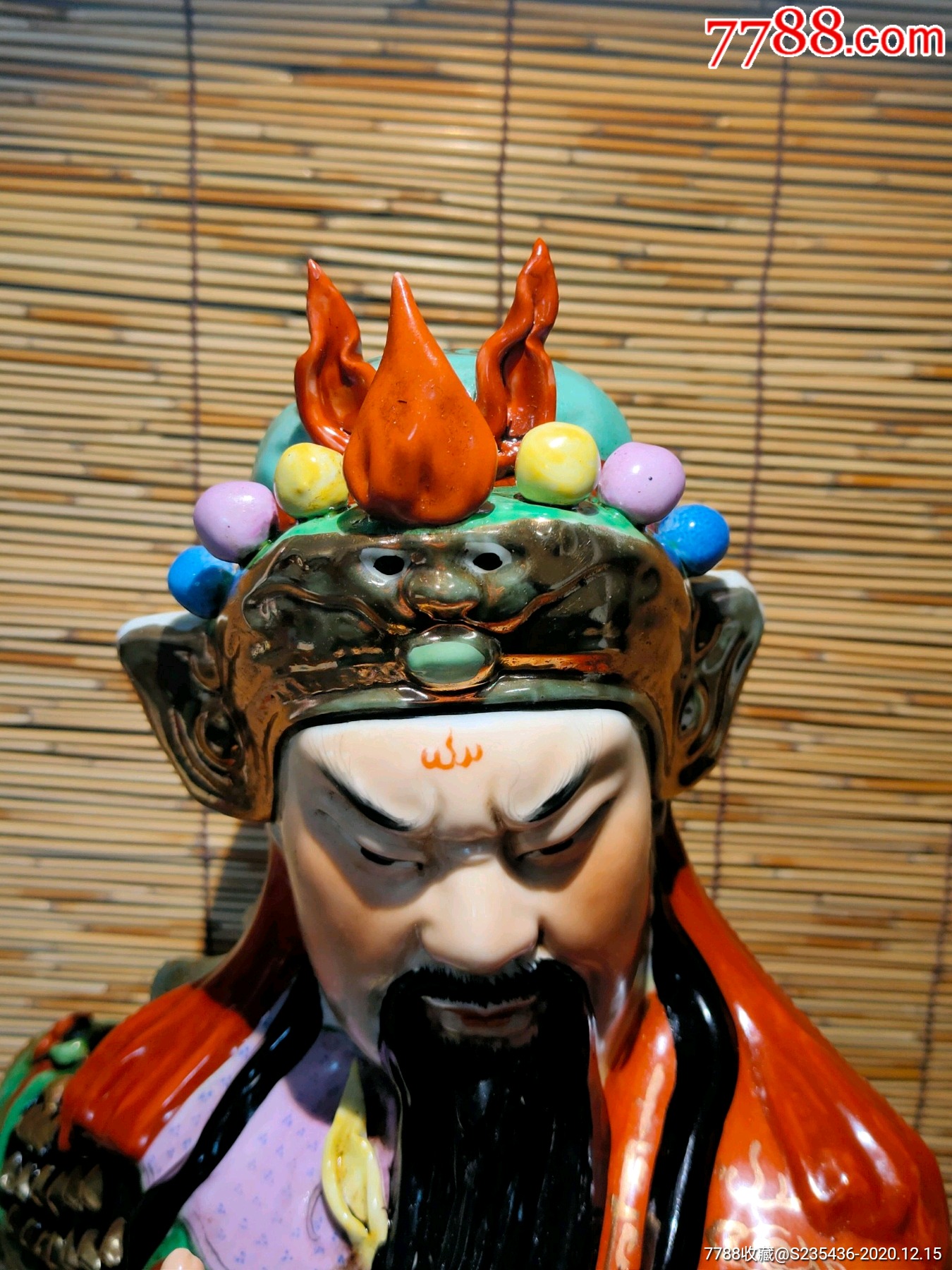 民国时期福建会馆彩绘描金关公神像-佛像/造像-7788旧货商城