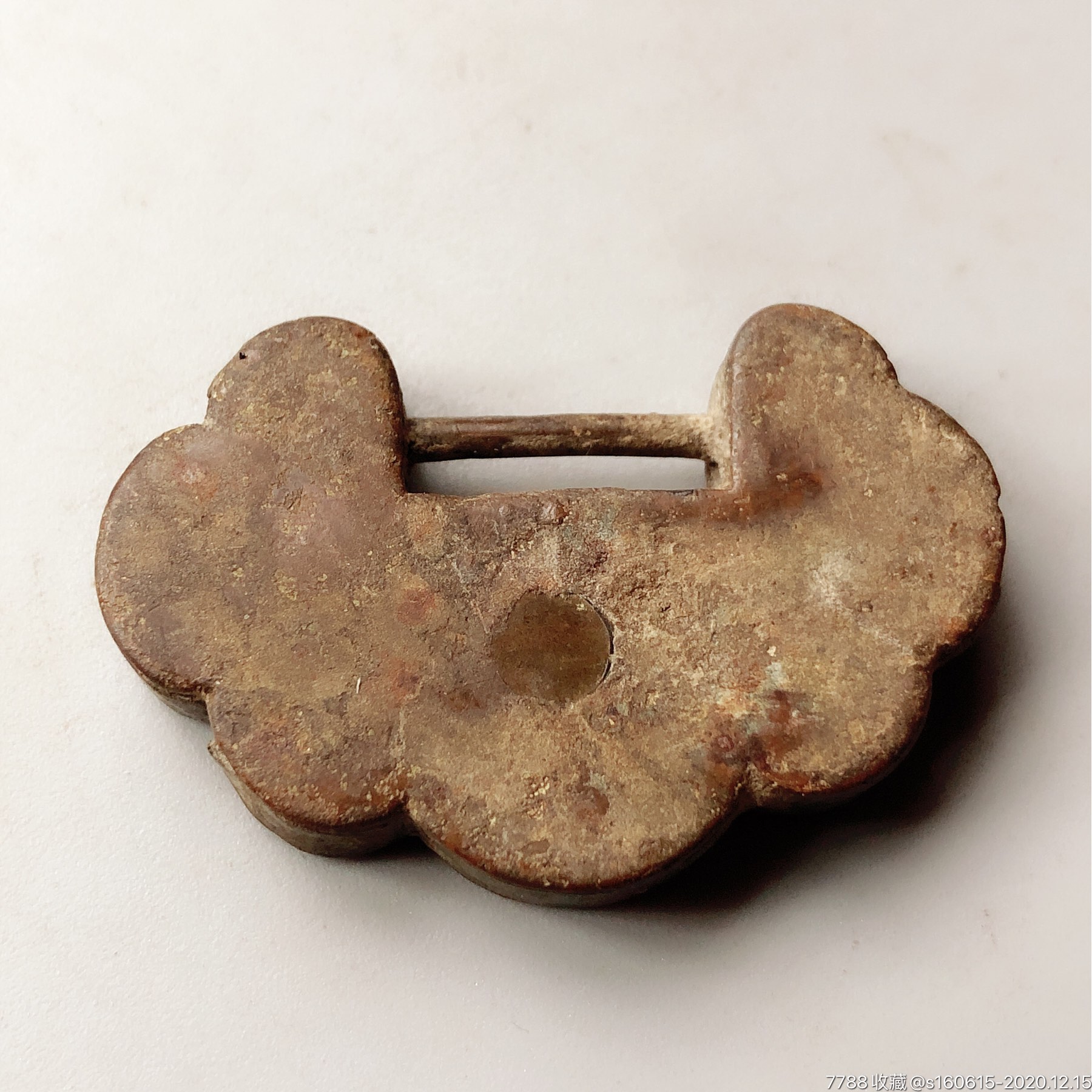 宋代元代明代古代老铜锁如意形古董铜锁刻画镶嵌中华古锁收藏复古