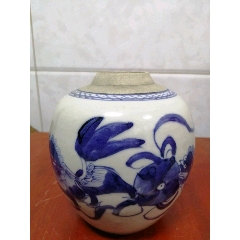 清中期：青花山水人物诗文六方瓶_青花瓷_图片鉴赏_收藏价值_7788