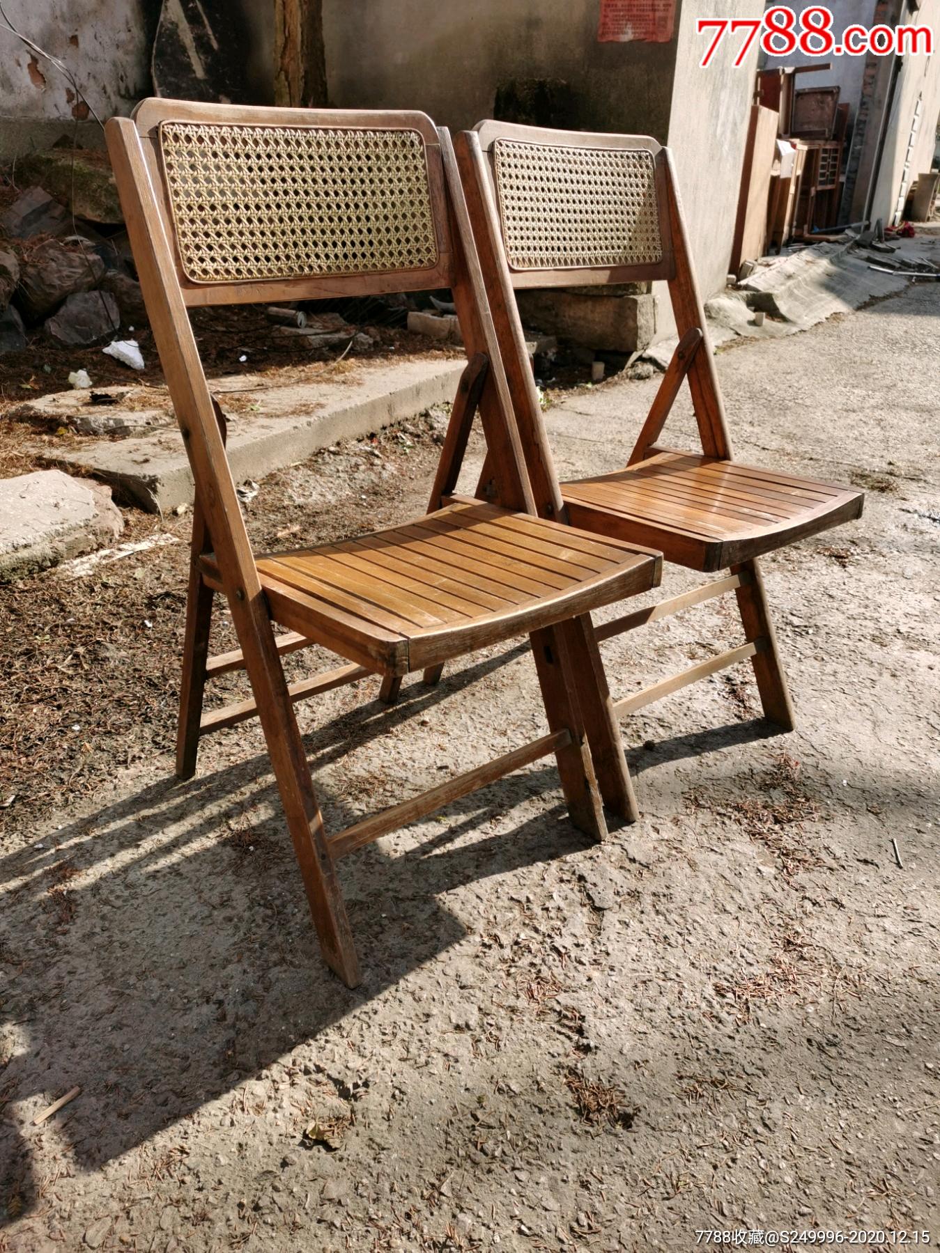怀旧复古老式实木折叠椅