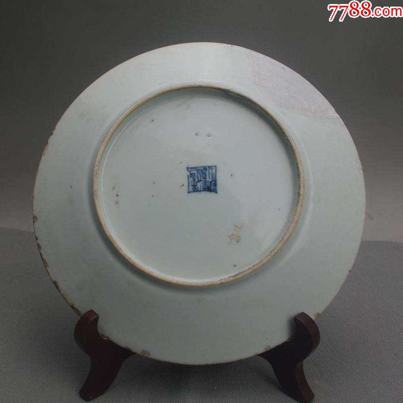 清三代中期道光印章盘德镇明清老青花瓷古董收藏摆件