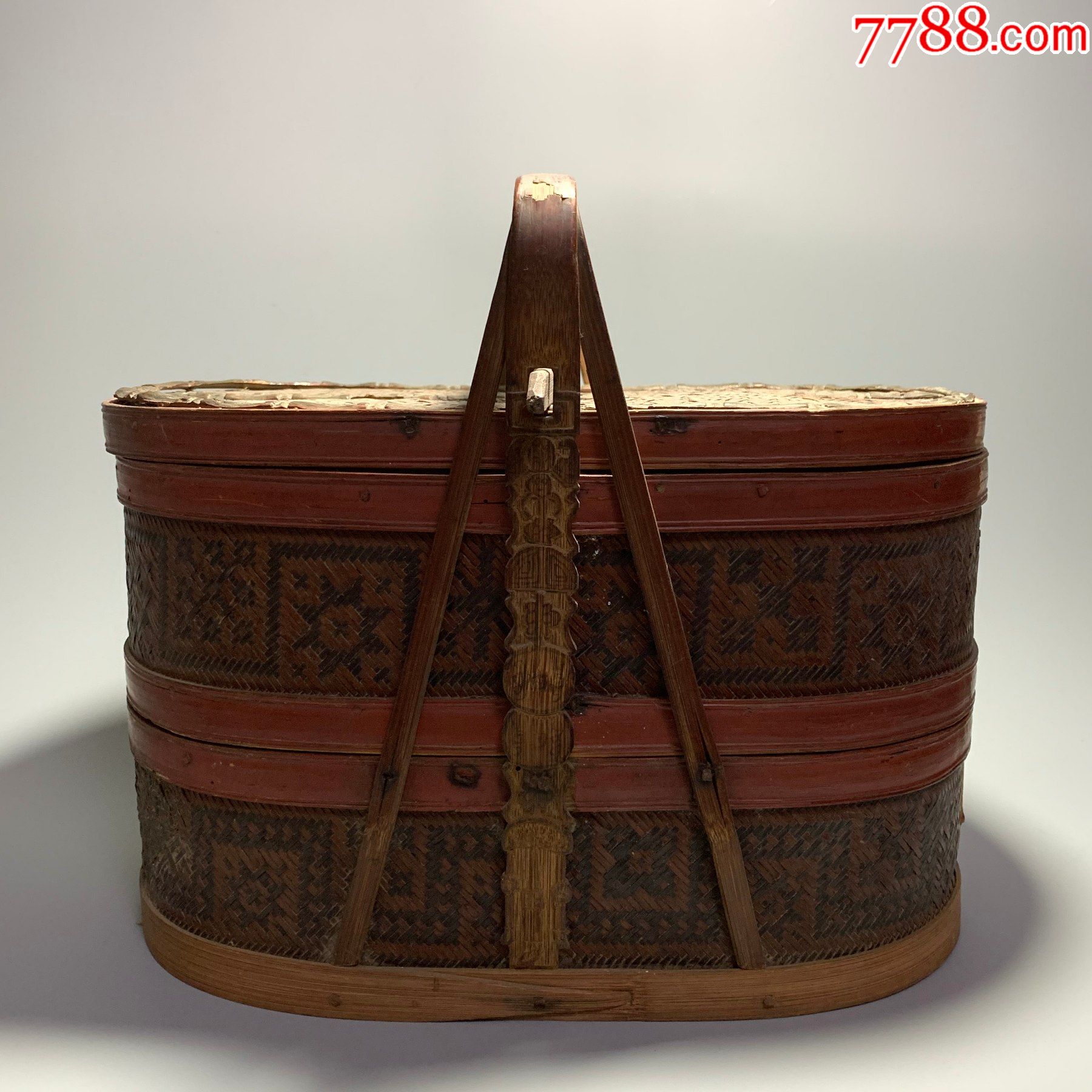 老提篮多层保温竹编制品竹篮子老式复古手提