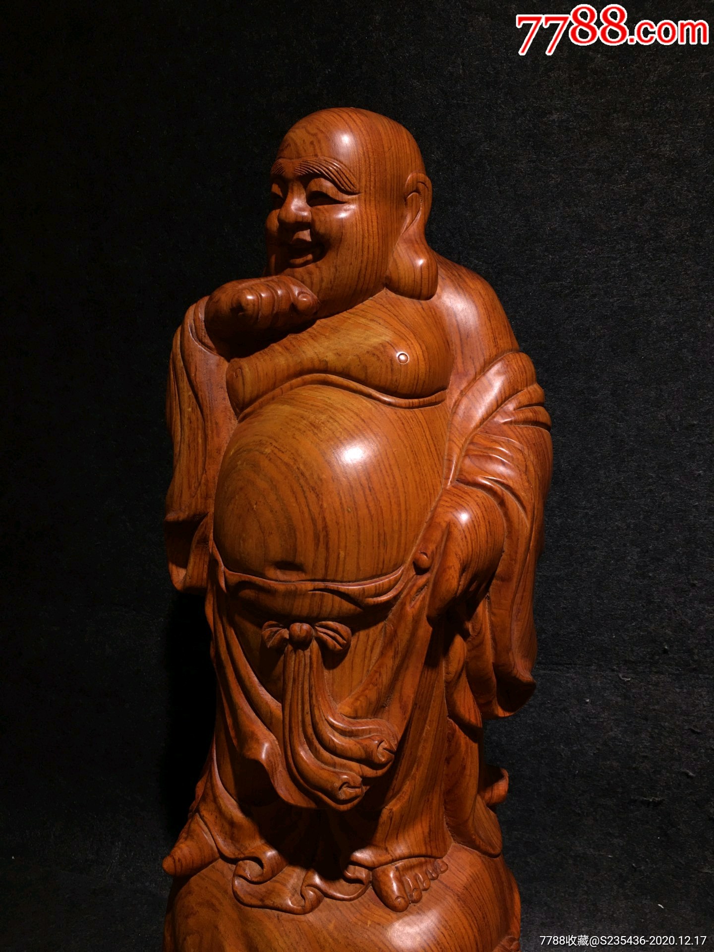 海南黄花梨大师精雕大度弥勒发财佛,天然木材,做工精细,完好无磕碰无