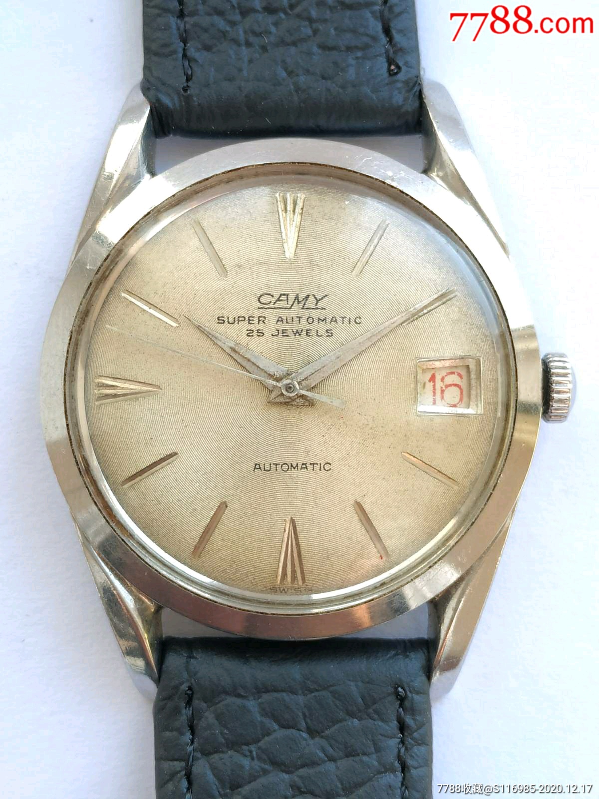 瑞士表卡美camy自动古董表25钻紫金机芯古董表瑞士老牌手表